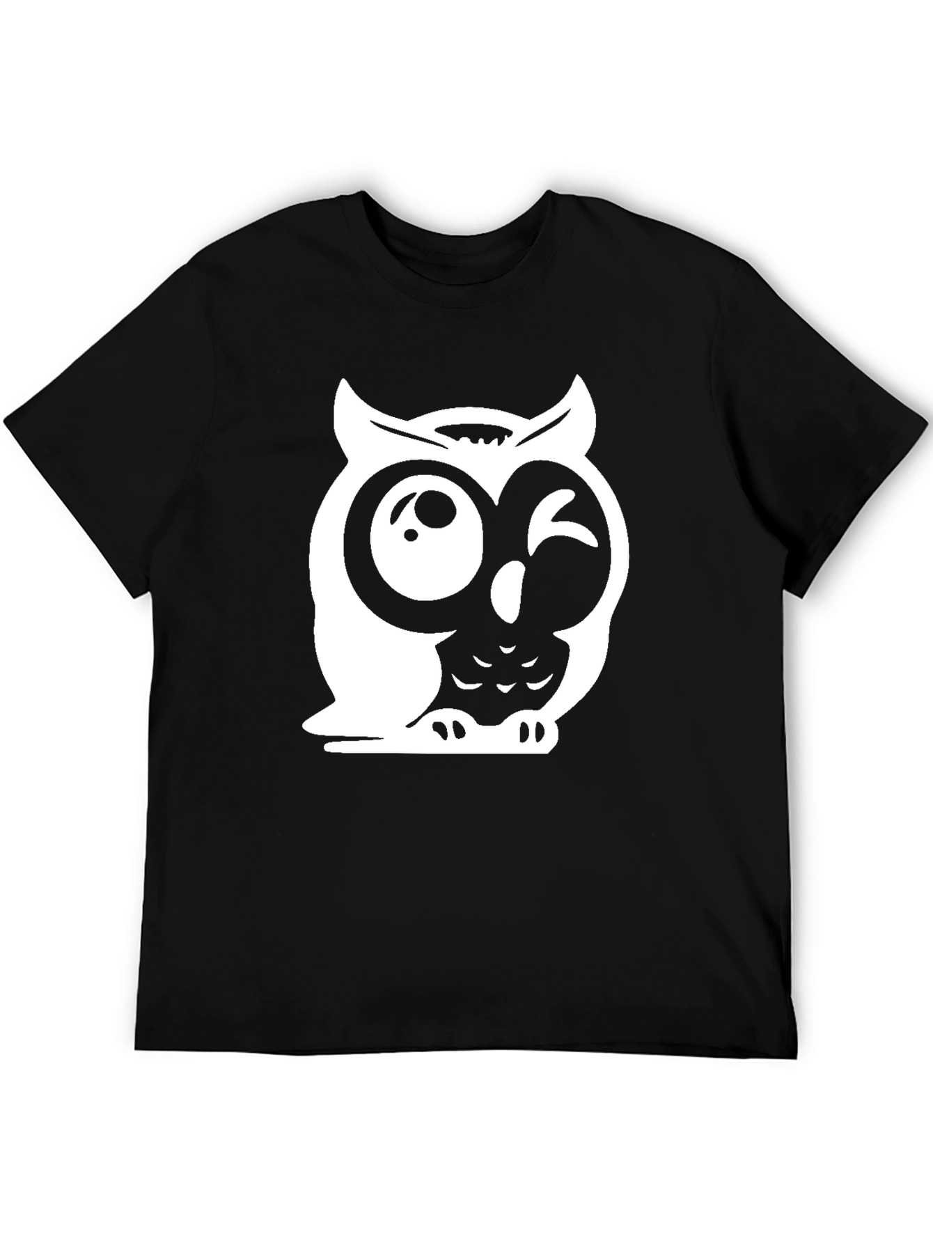 Funny Owl Graphic Tee - Mens Black T-Shirt