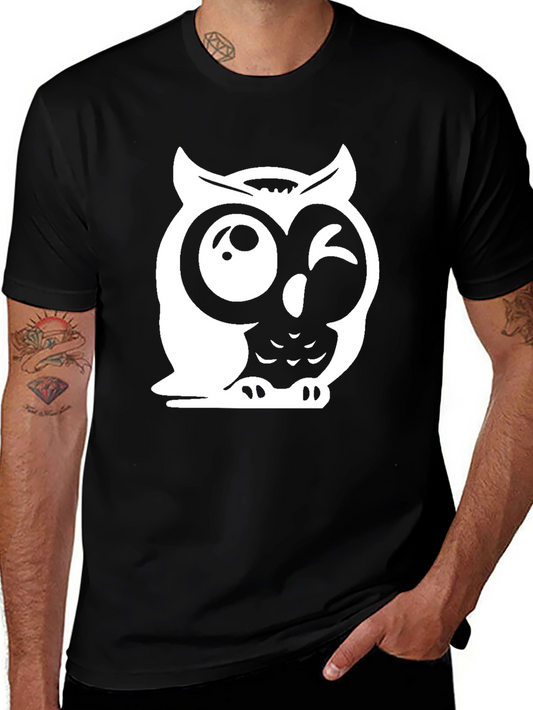 Funny Owl Graphic Tee - Mens Black T-Shirt