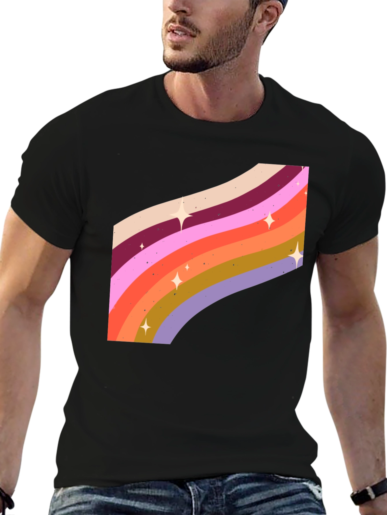 Retro Rainbow Star T-Shirt - Groovy Style