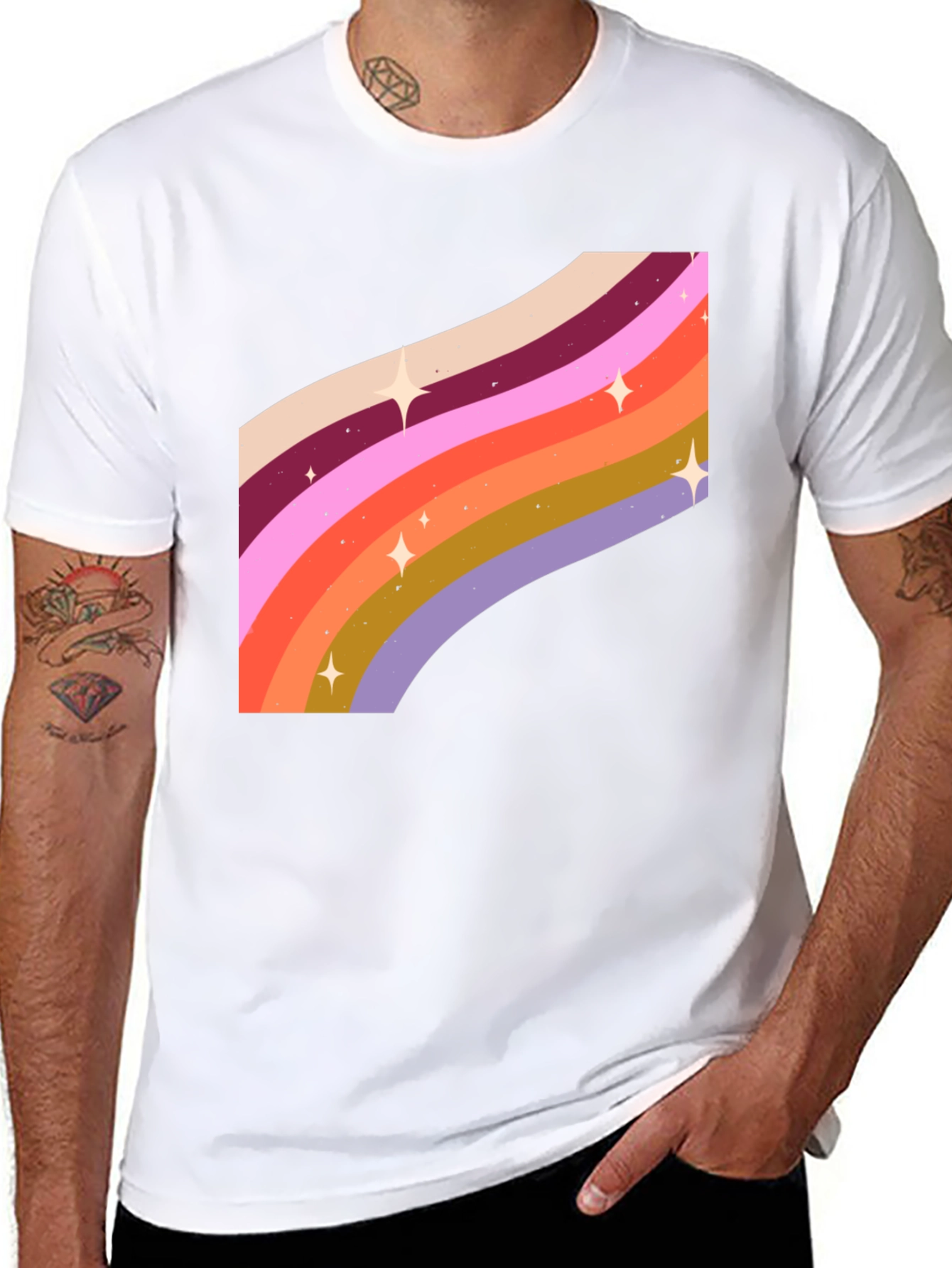 Retro Rainbow Star T-Shirt - Groovy Style