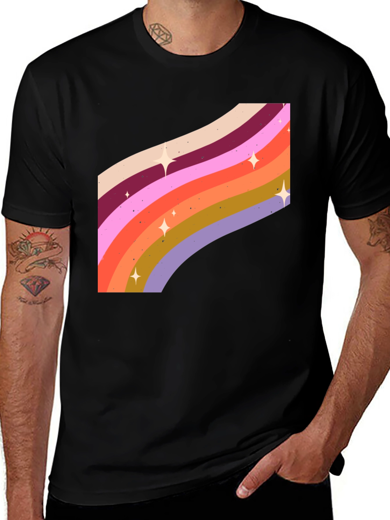 Retro Rainbow Star T-Shirt - Groovy Style
