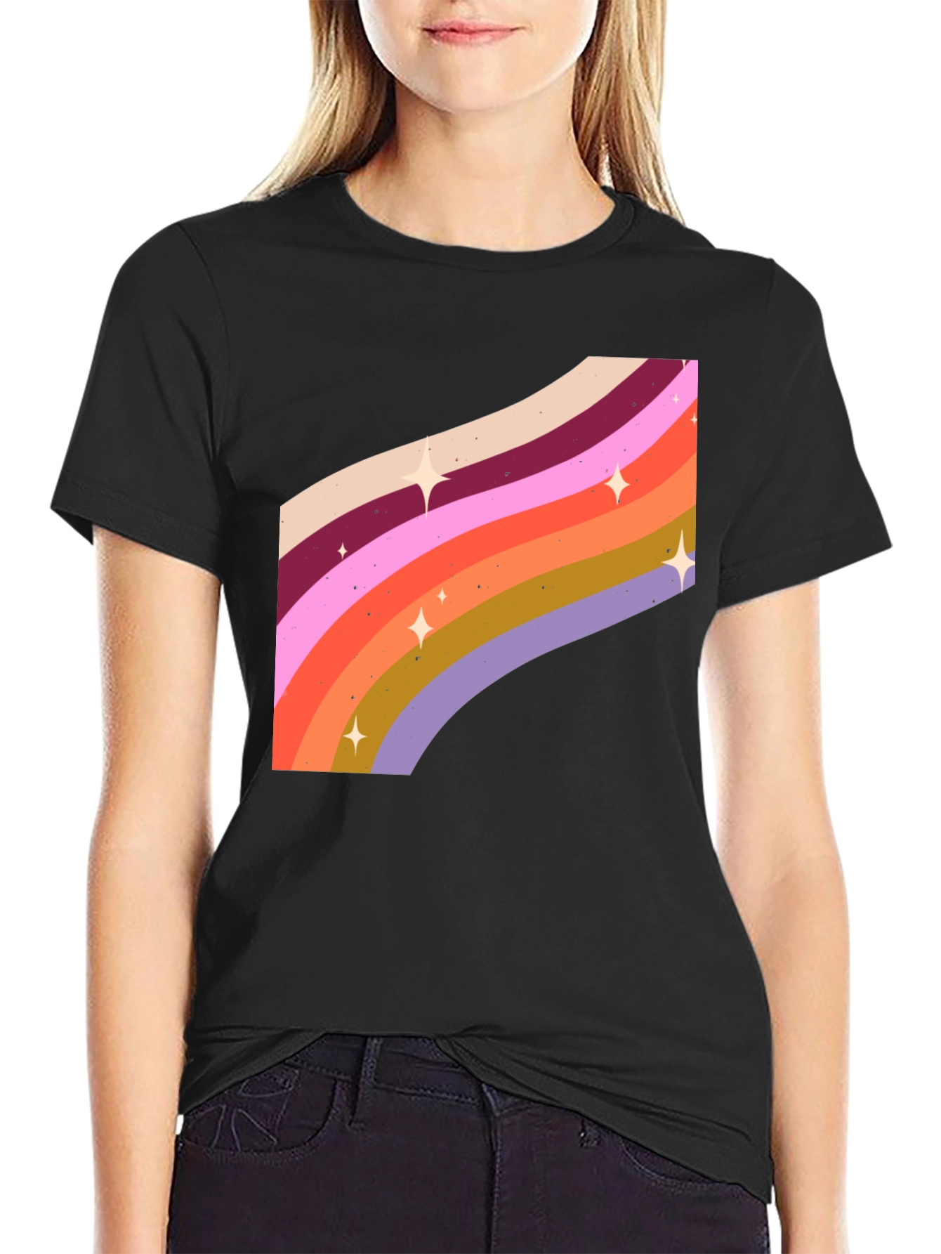 Retro Rainbow Star T-Shirt - Groovy Style