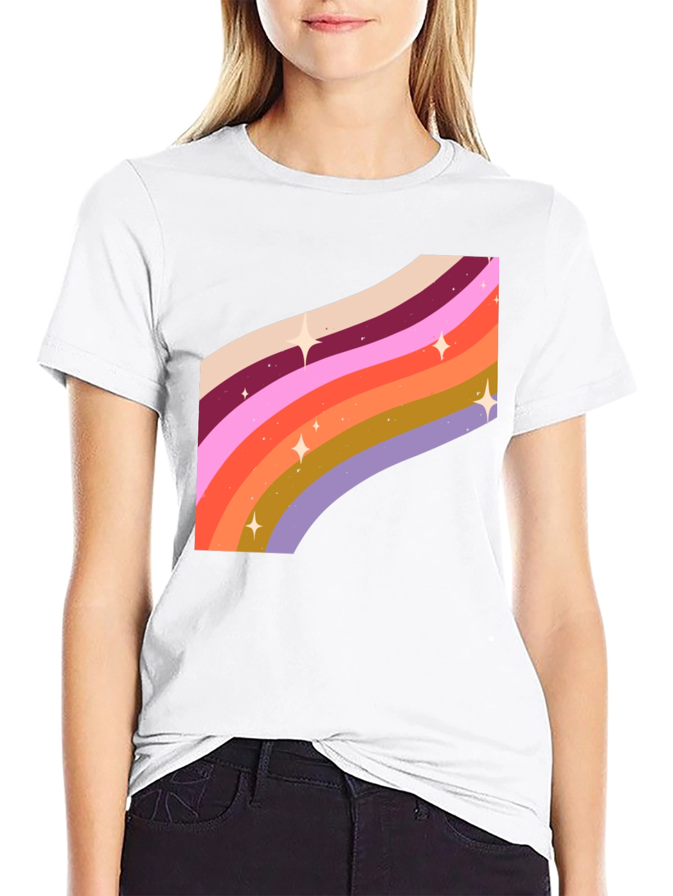 Retro Rainbow Star T-Shirt - Groovy Style
