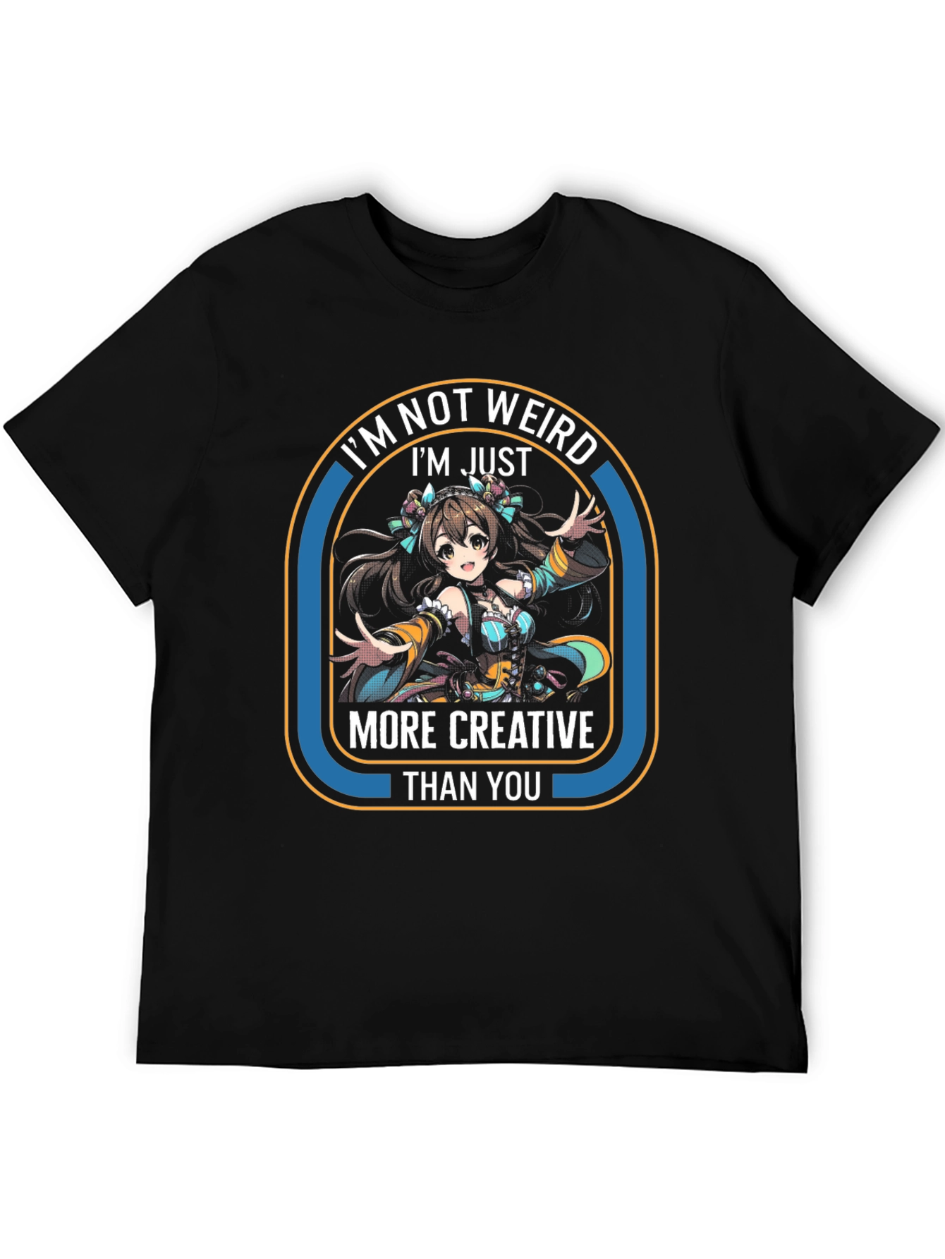 Creative Anime Girl T-Shirt - Unisex Black Tee