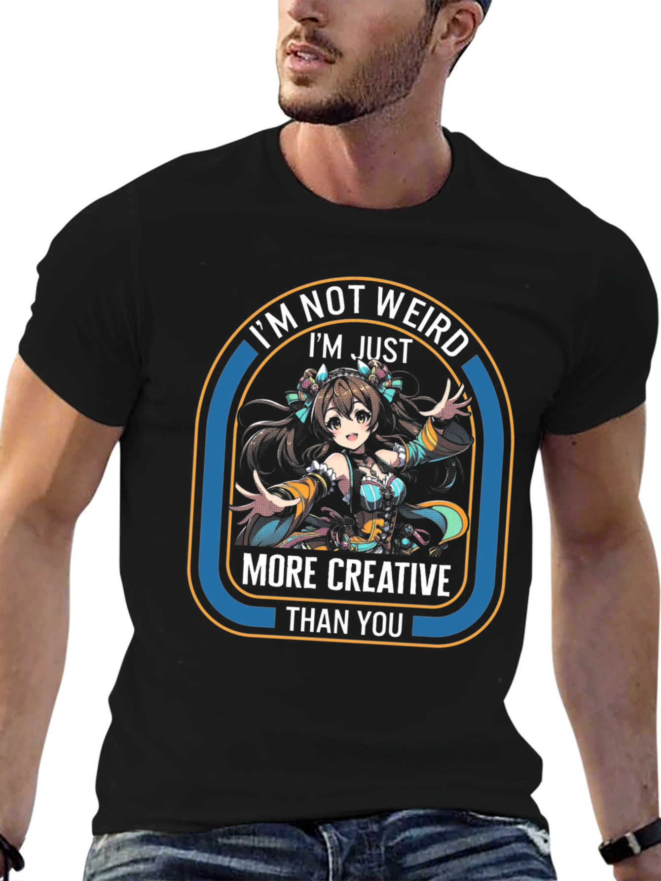 Creative Anime Girl T-Shirt - Unisex Black Tee