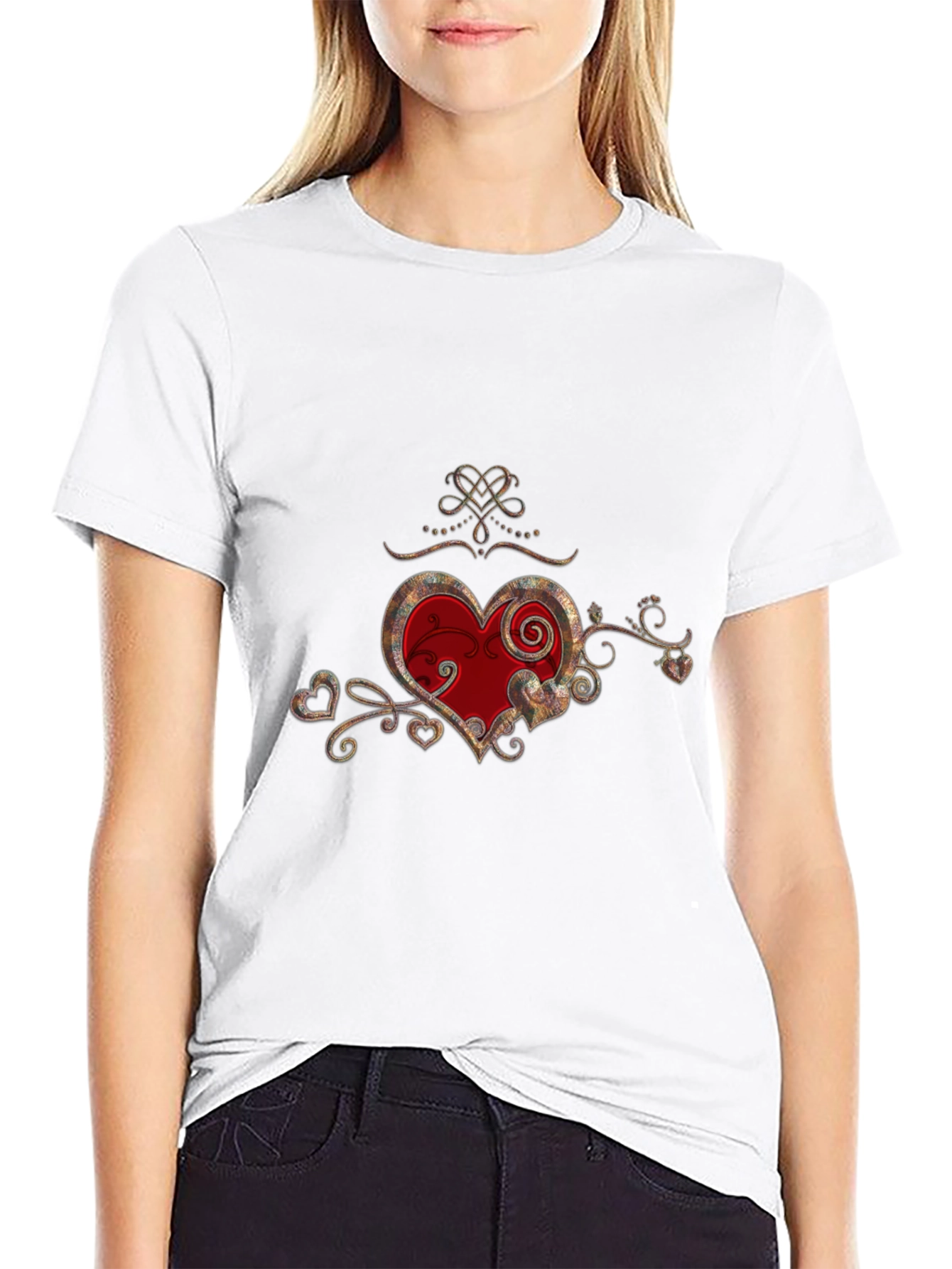 Heart Design Black Graphic Tee