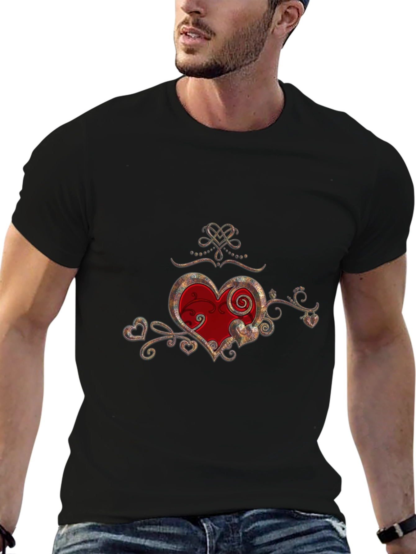 Heart Design Black Graphic Tee