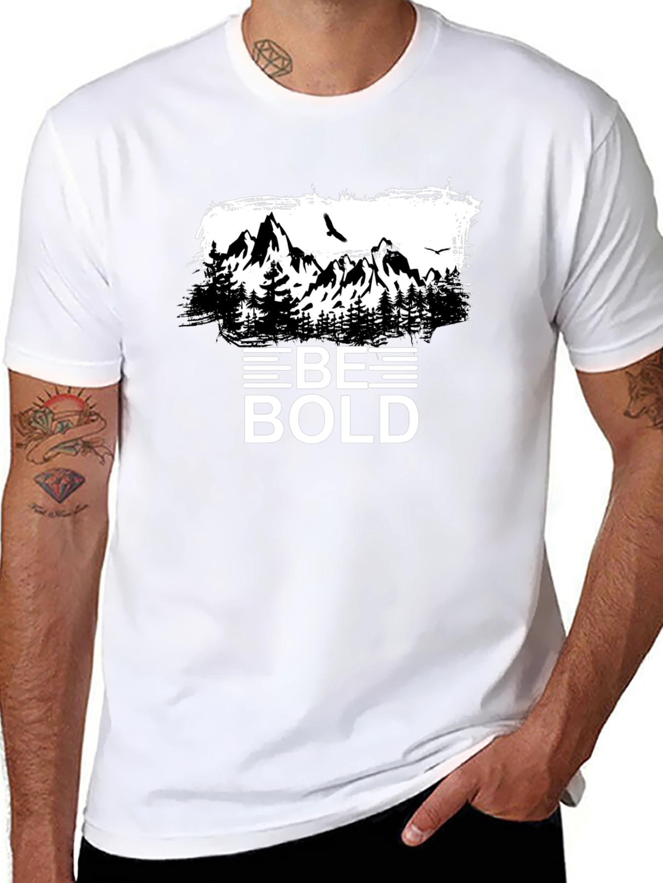 Be Bold Mountain Graphic Tee - Black Cotton
