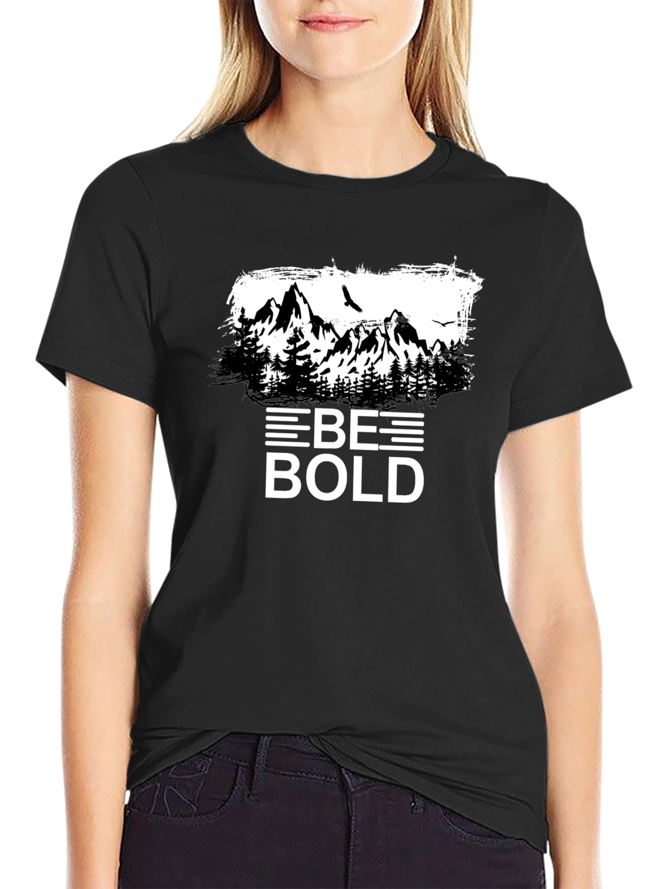 Be Bold Mountain Graphic Tee - Black Cotton