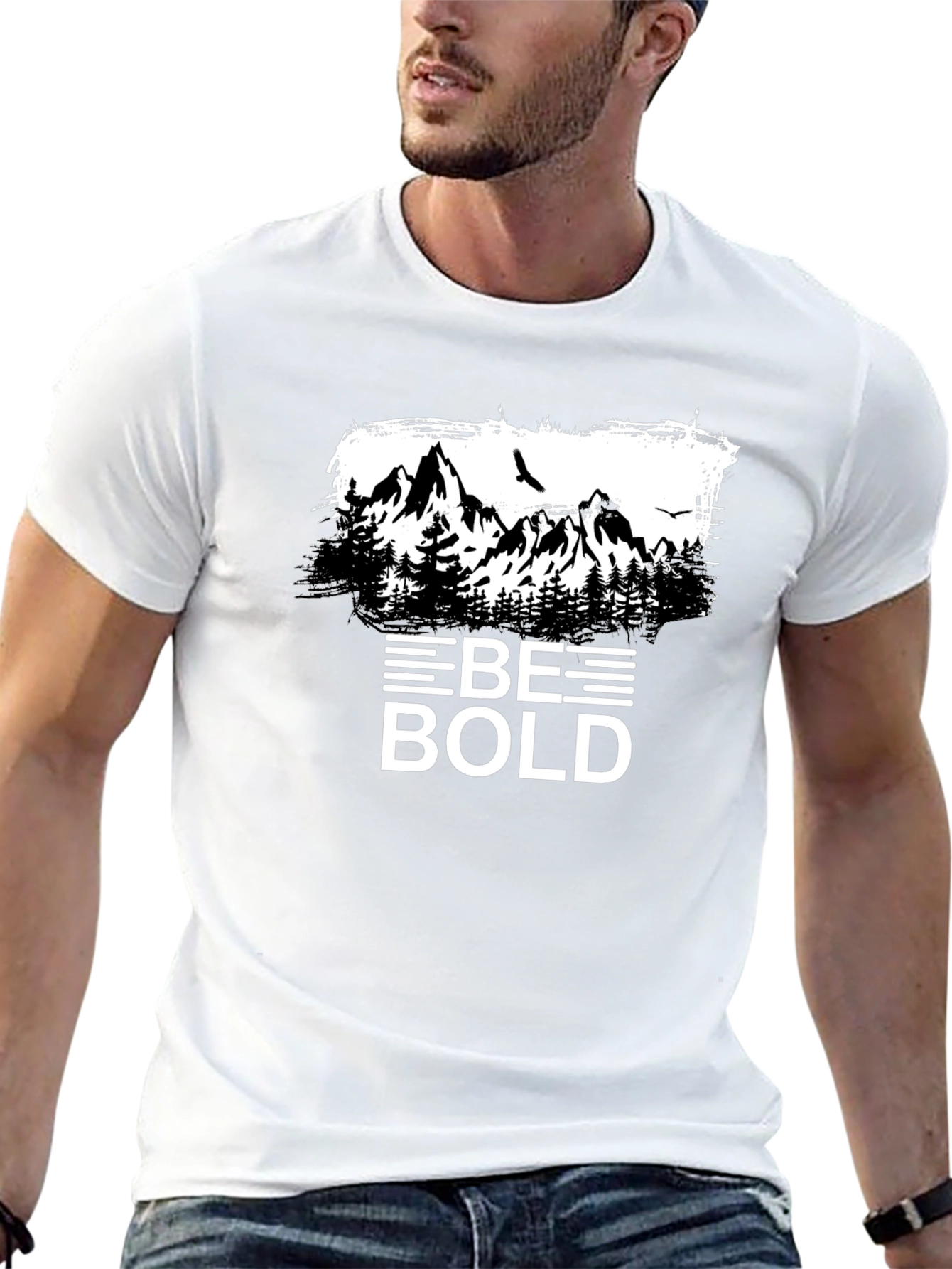 Be Bold Mountain Graphic Tee - Black Cotton