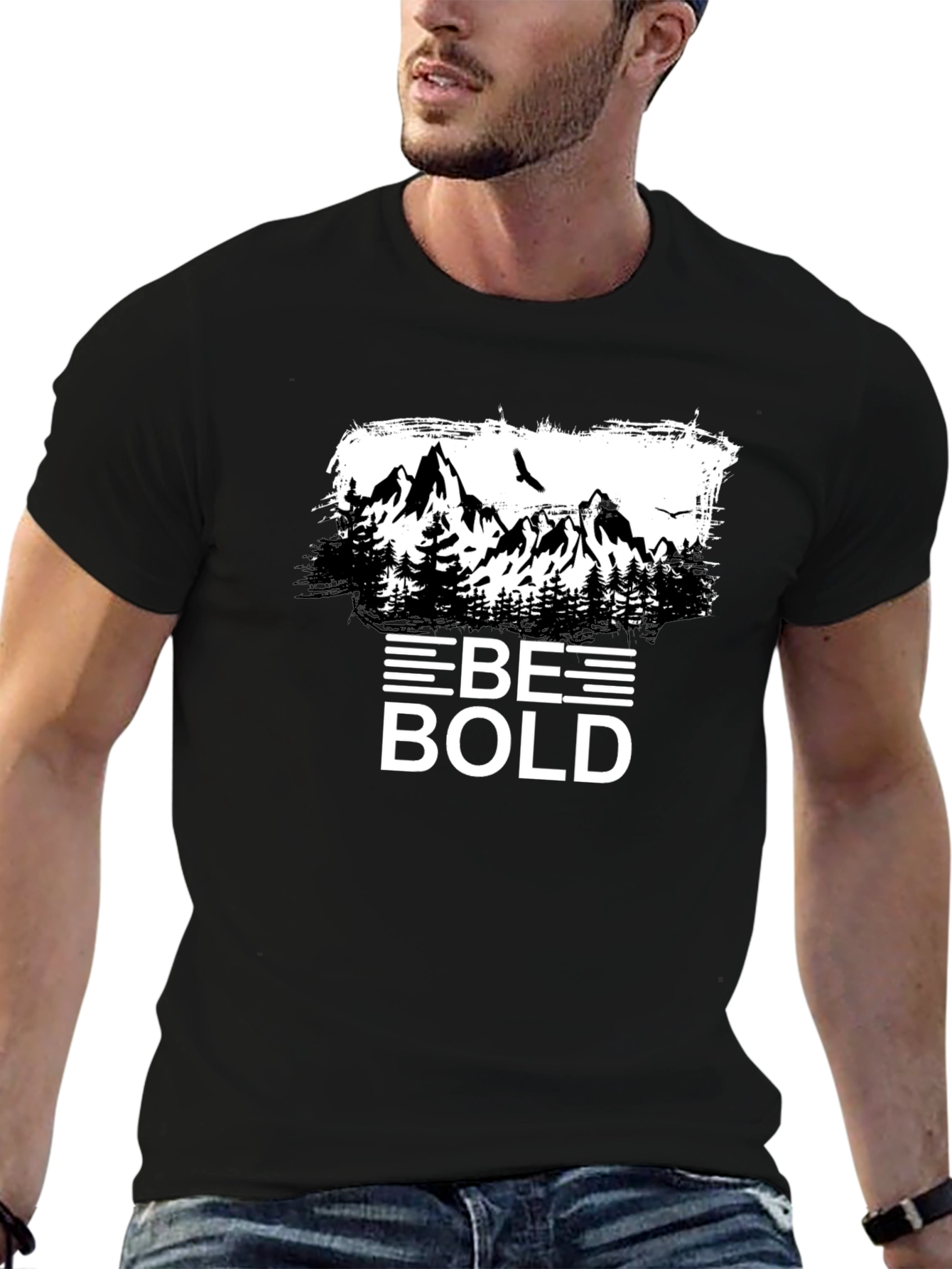 Be Bold Mountain Graphic Tee - Black Cotton