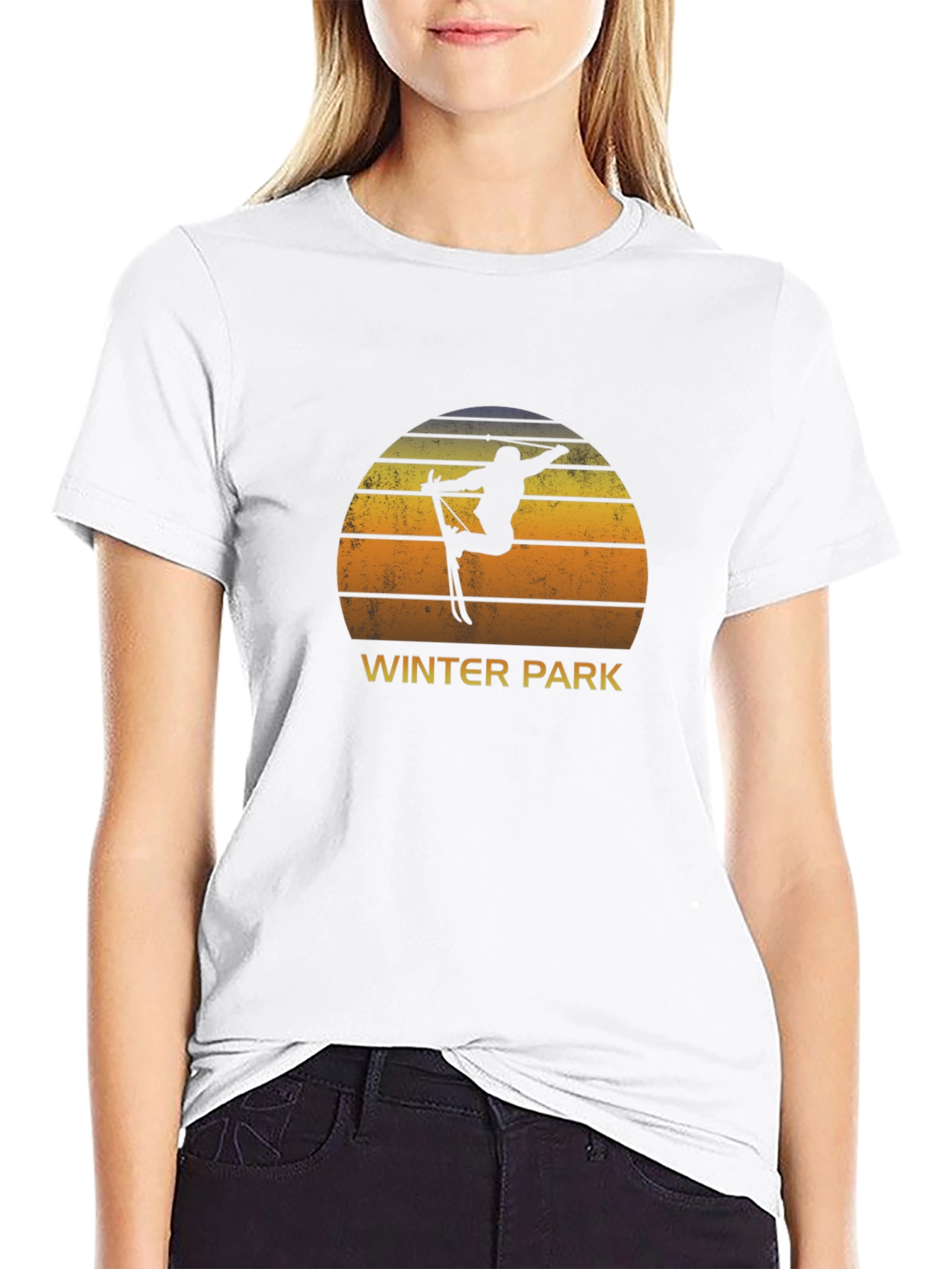 Winter Park Skier Sunset Tee