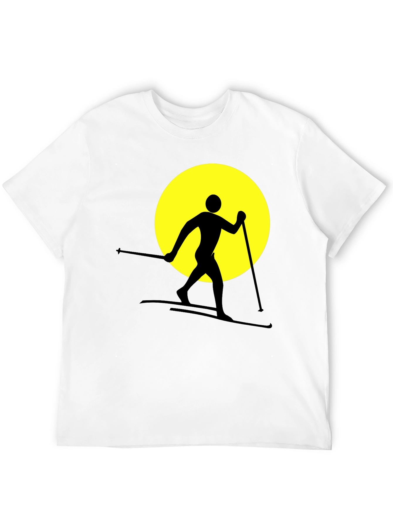 Skiing Silhouette Graphic Tee - Black Cotton Blend