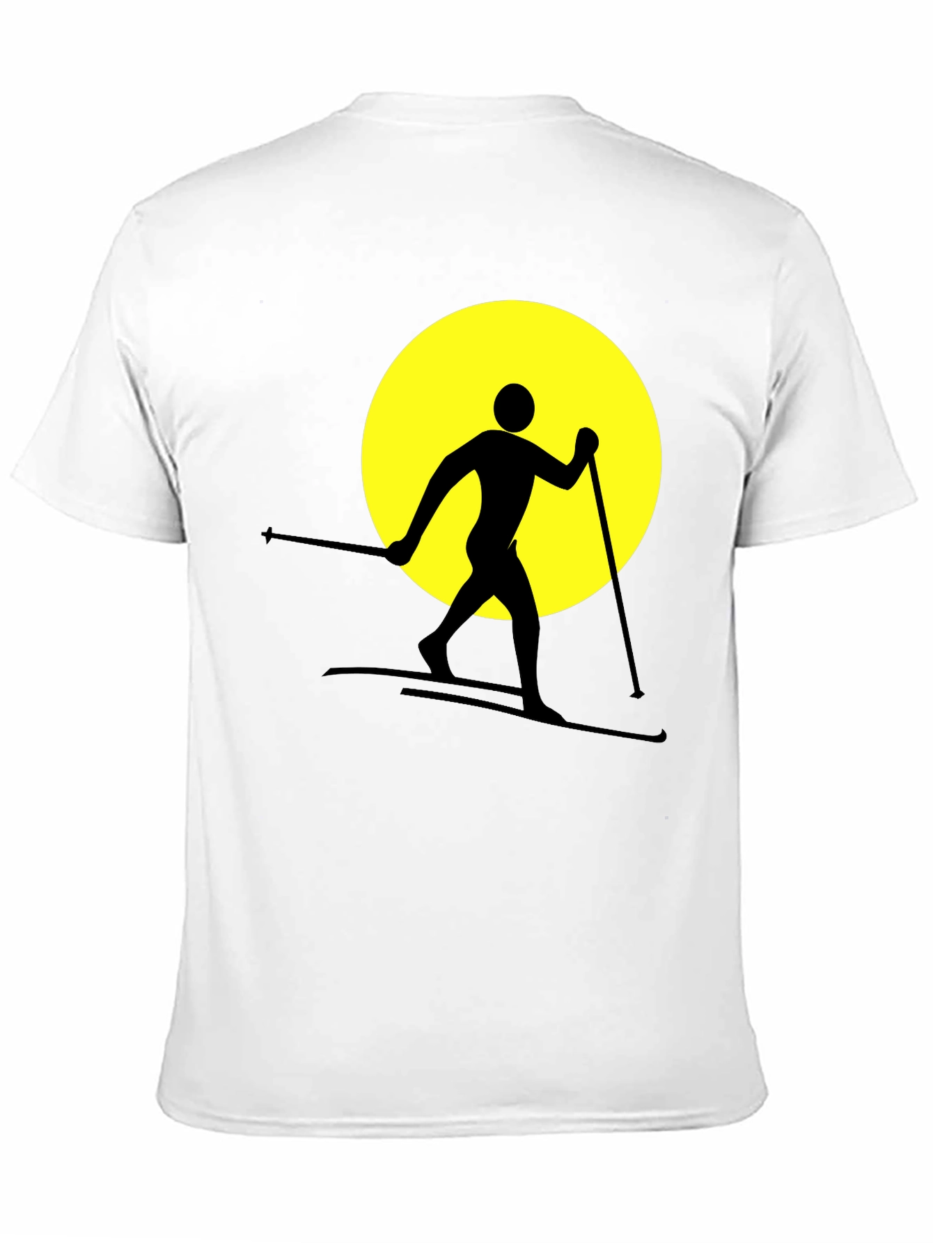 Skiing Silhouette Graphic Tee - Black Cotton Blend