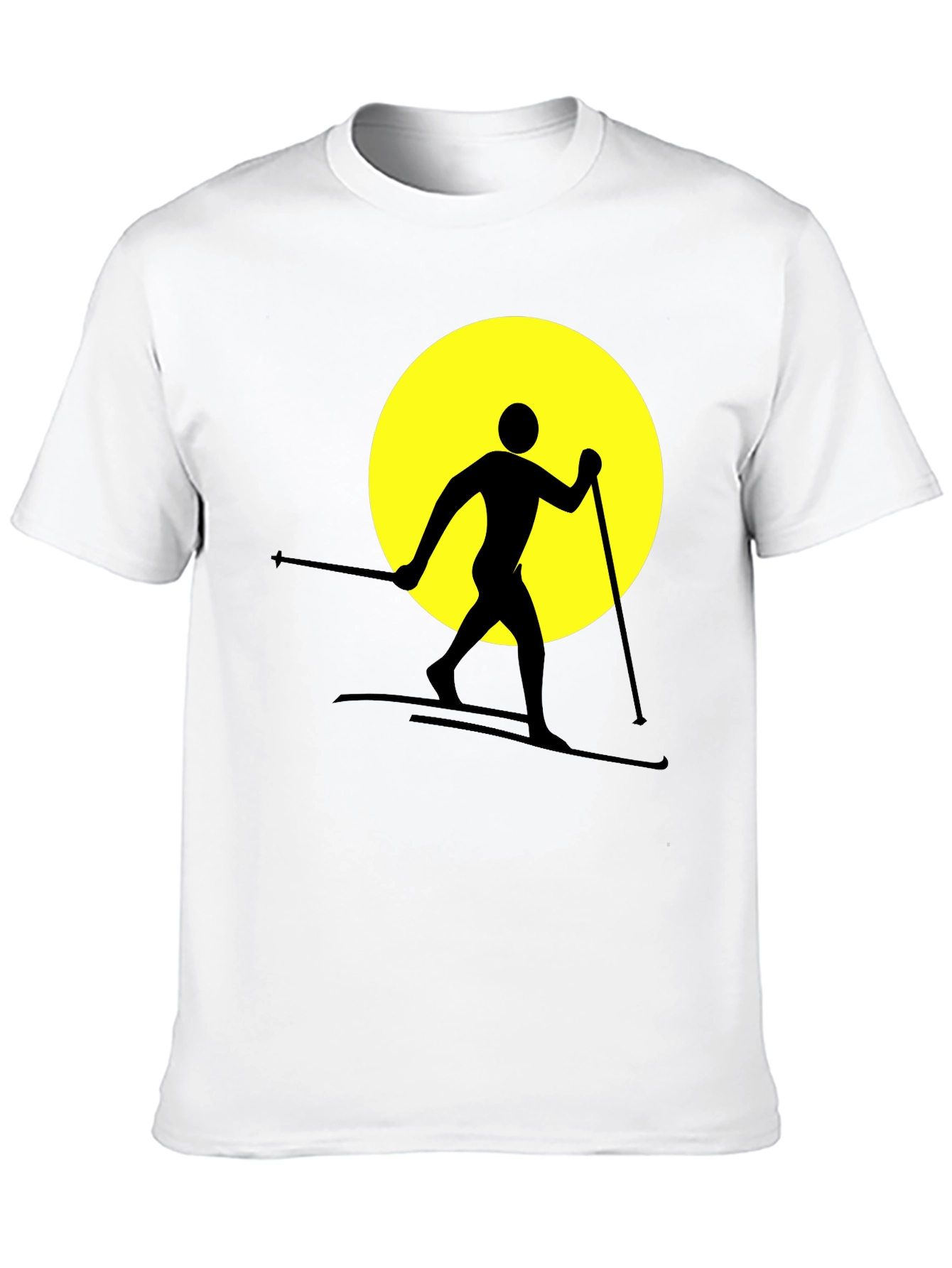 Skiing Silhouette Graphic Tee - Black Cotton Blend