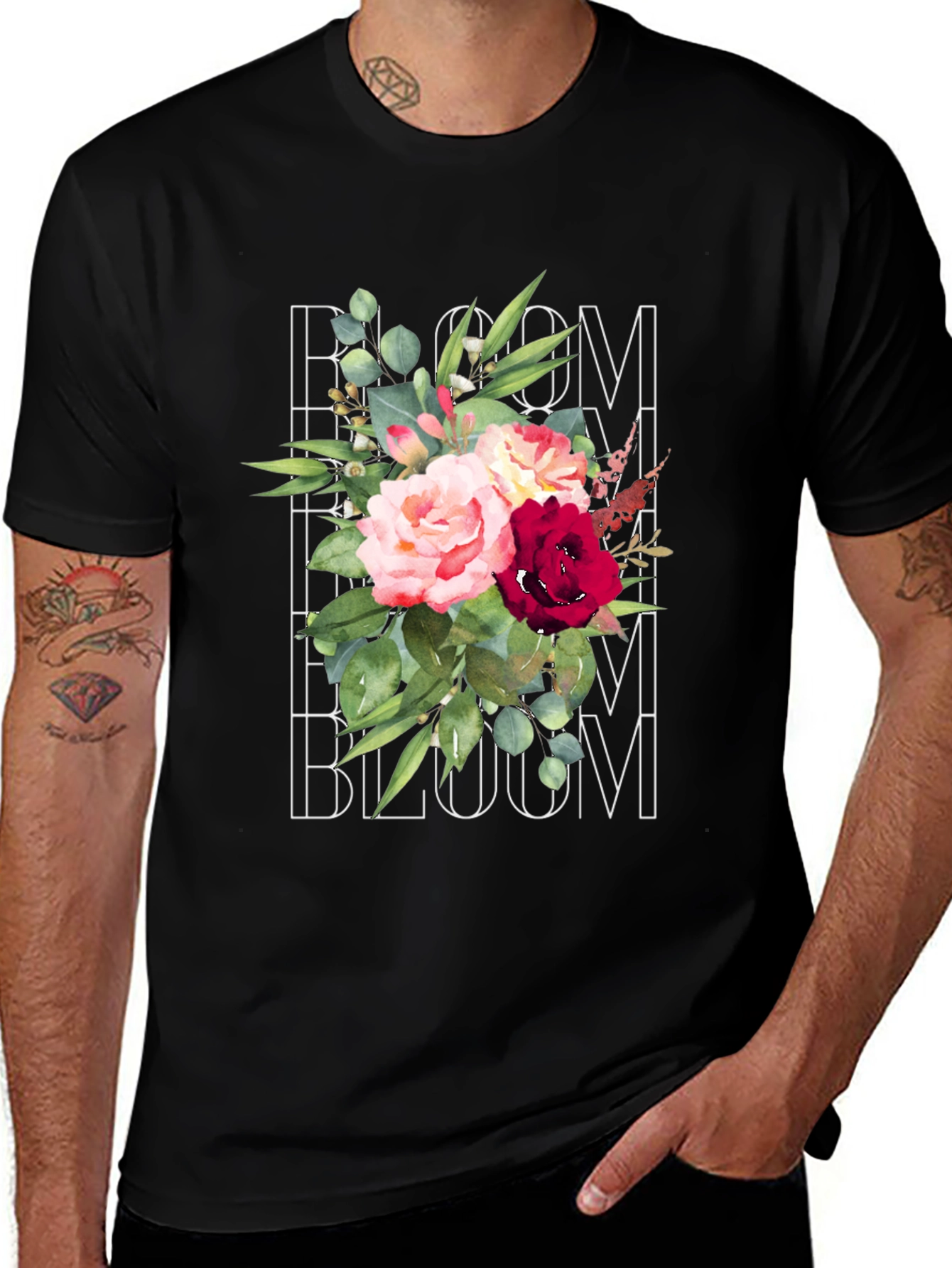 Bloom Floral Graphic T-Shirt - Mens Black Tee