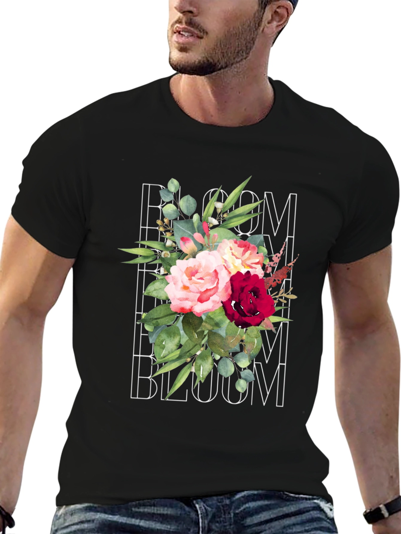 Bloom Floral Graphic T-Shirt - Mens Black Tee