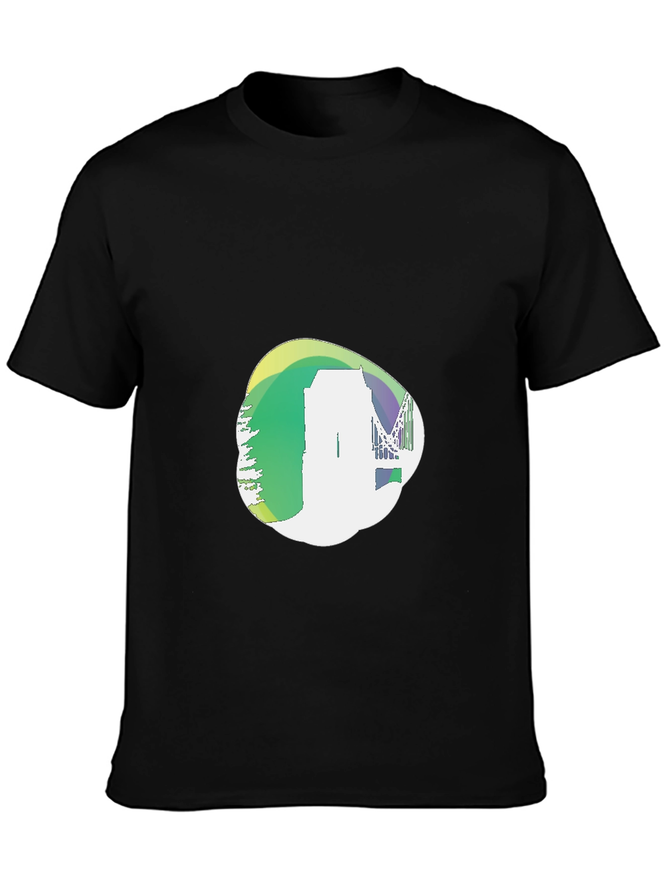 Abstract Cityscape Graphic Black T-Shirt