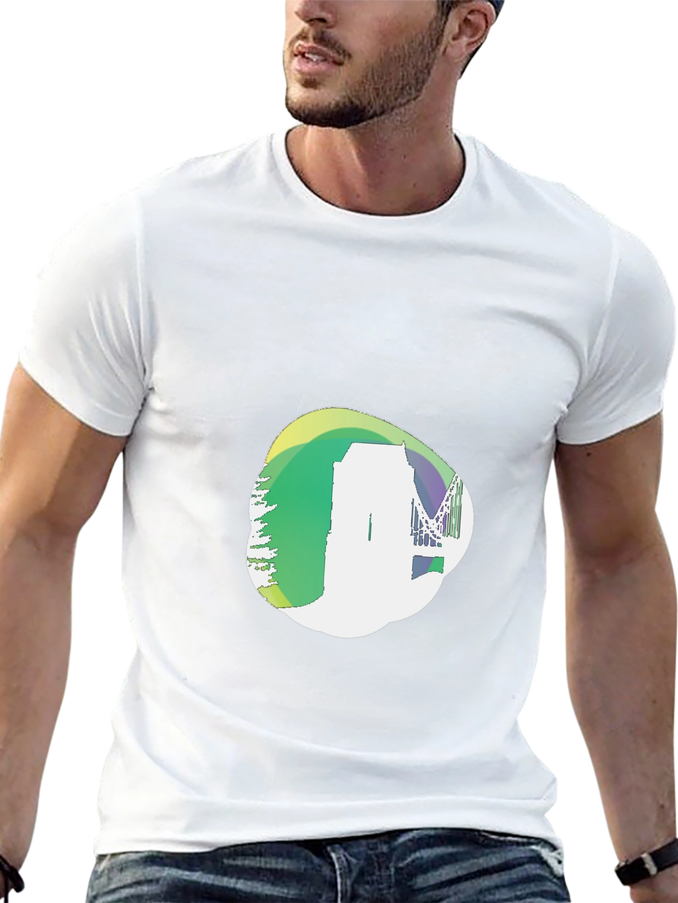Abstract Cityscape Graphic Black T-Shirt