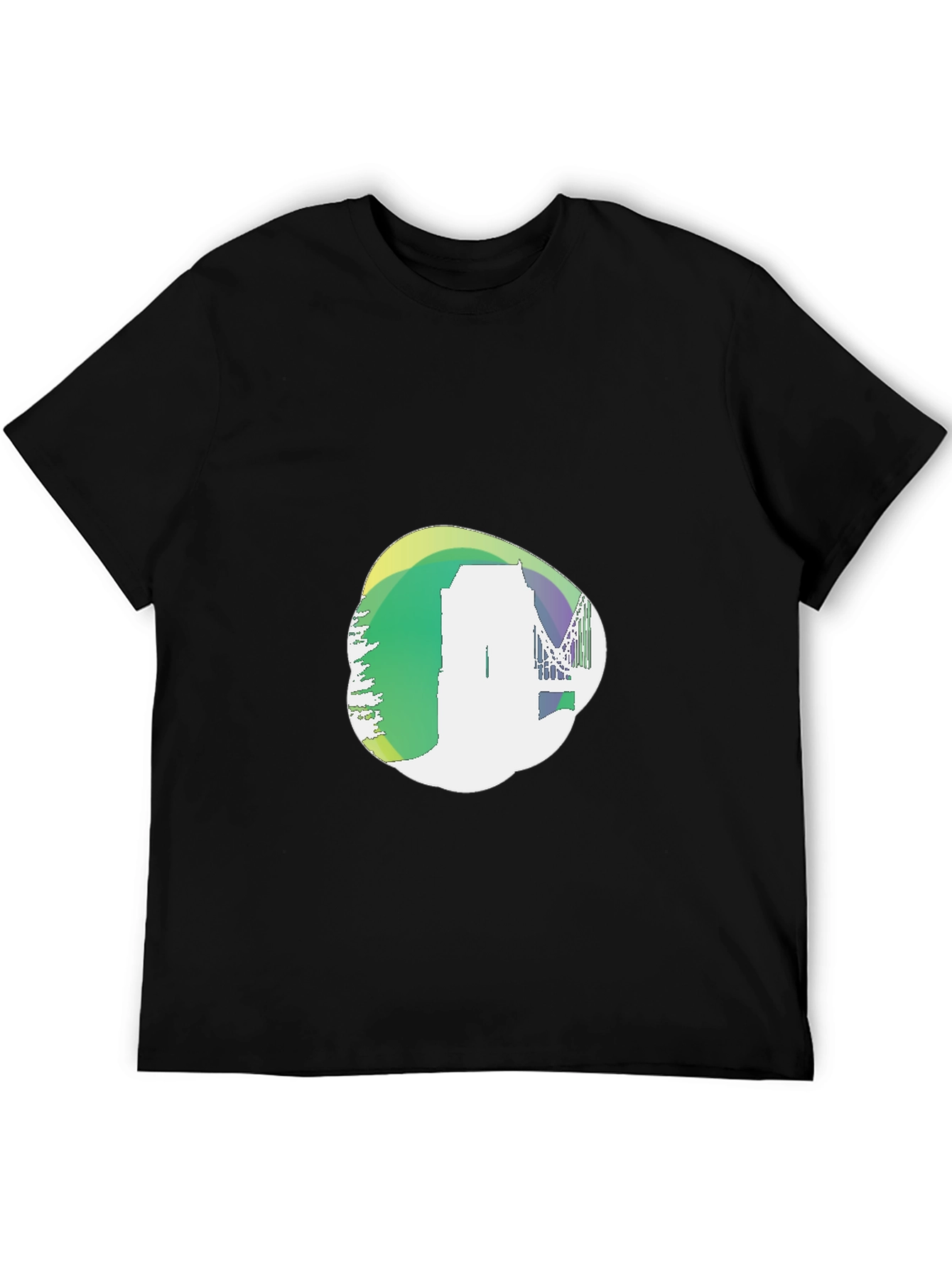 Abstract Cityscape Graphic Black T-Shirt