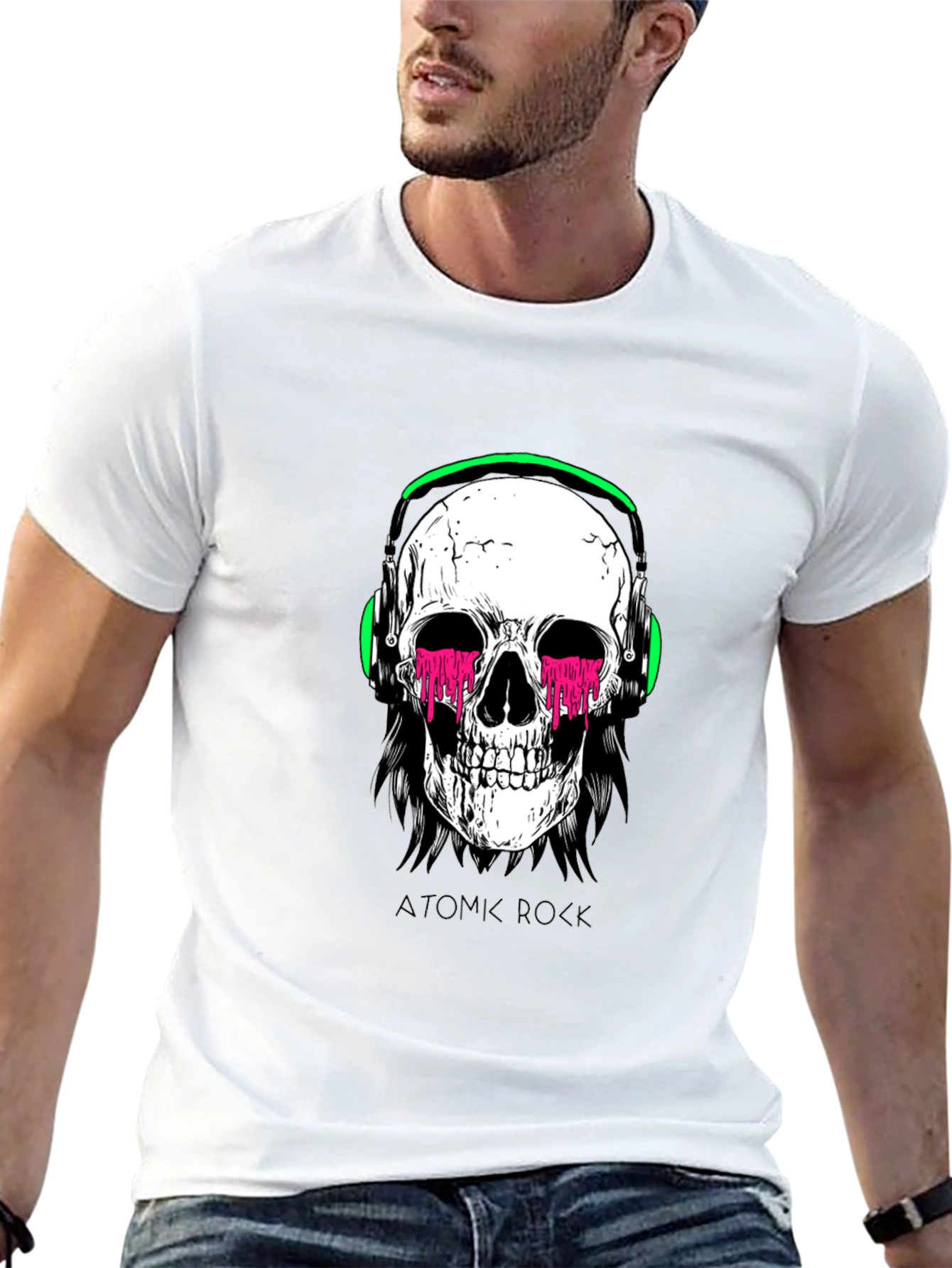 Skull Headphones Graphic Tee - Atomic Rock