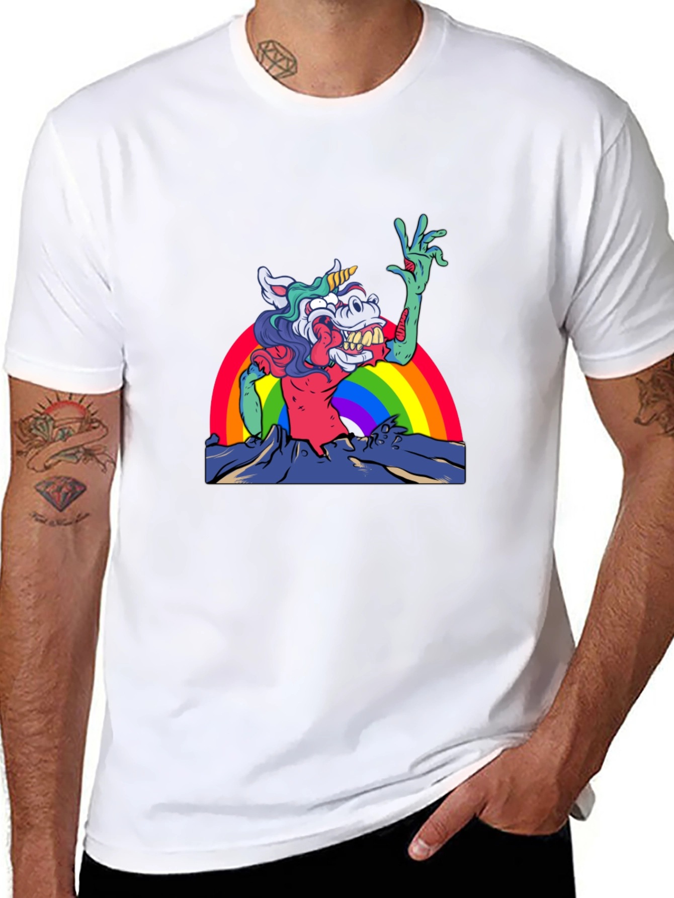 Unicorn Zombie Rainbow Graphic Tee