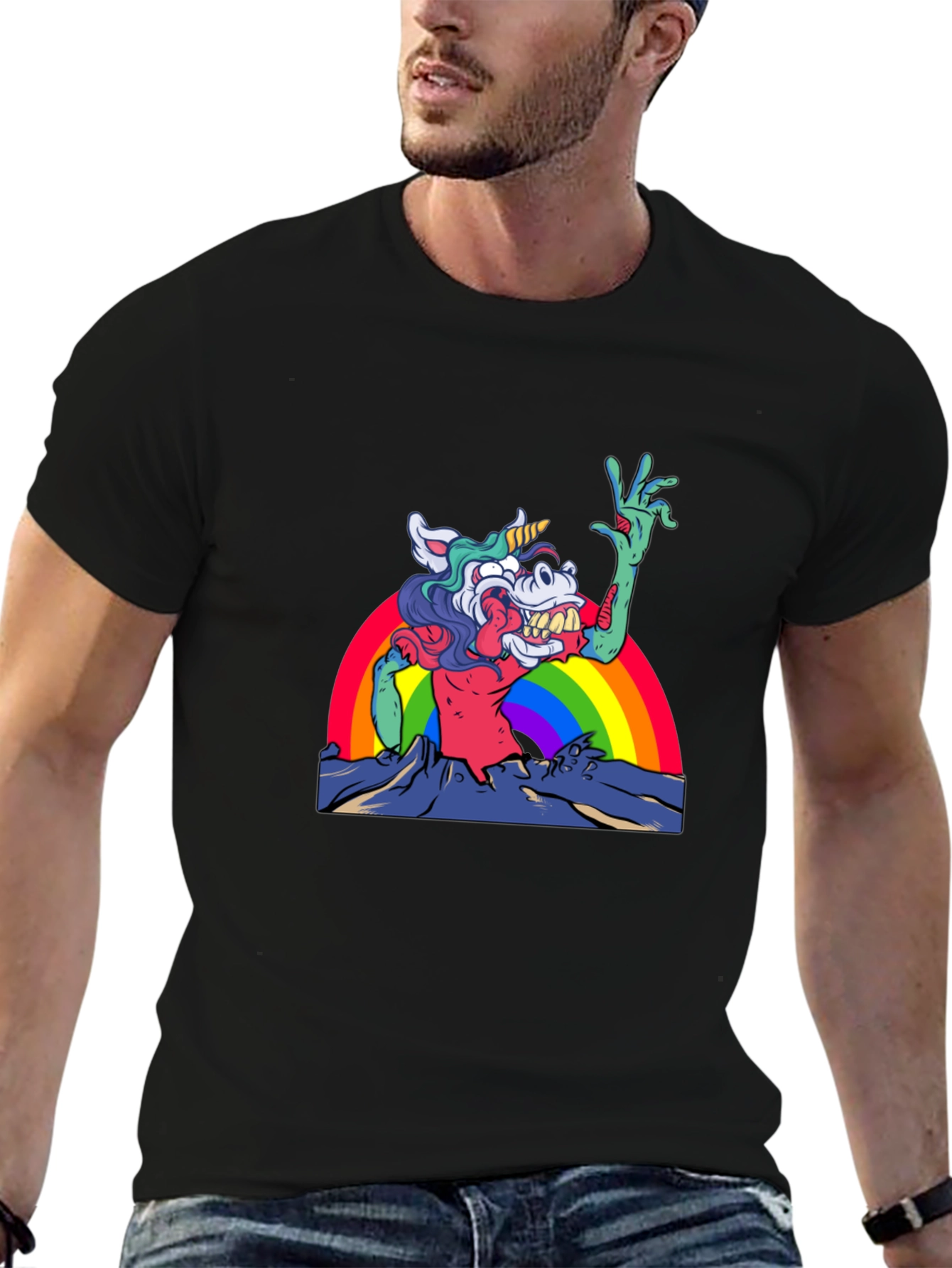 Unicorn Zombie Rainbow Graphic Tee