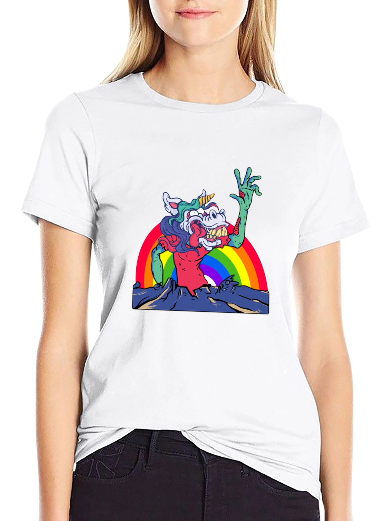 Unicorn Zombie Rainbow Graphic Tee