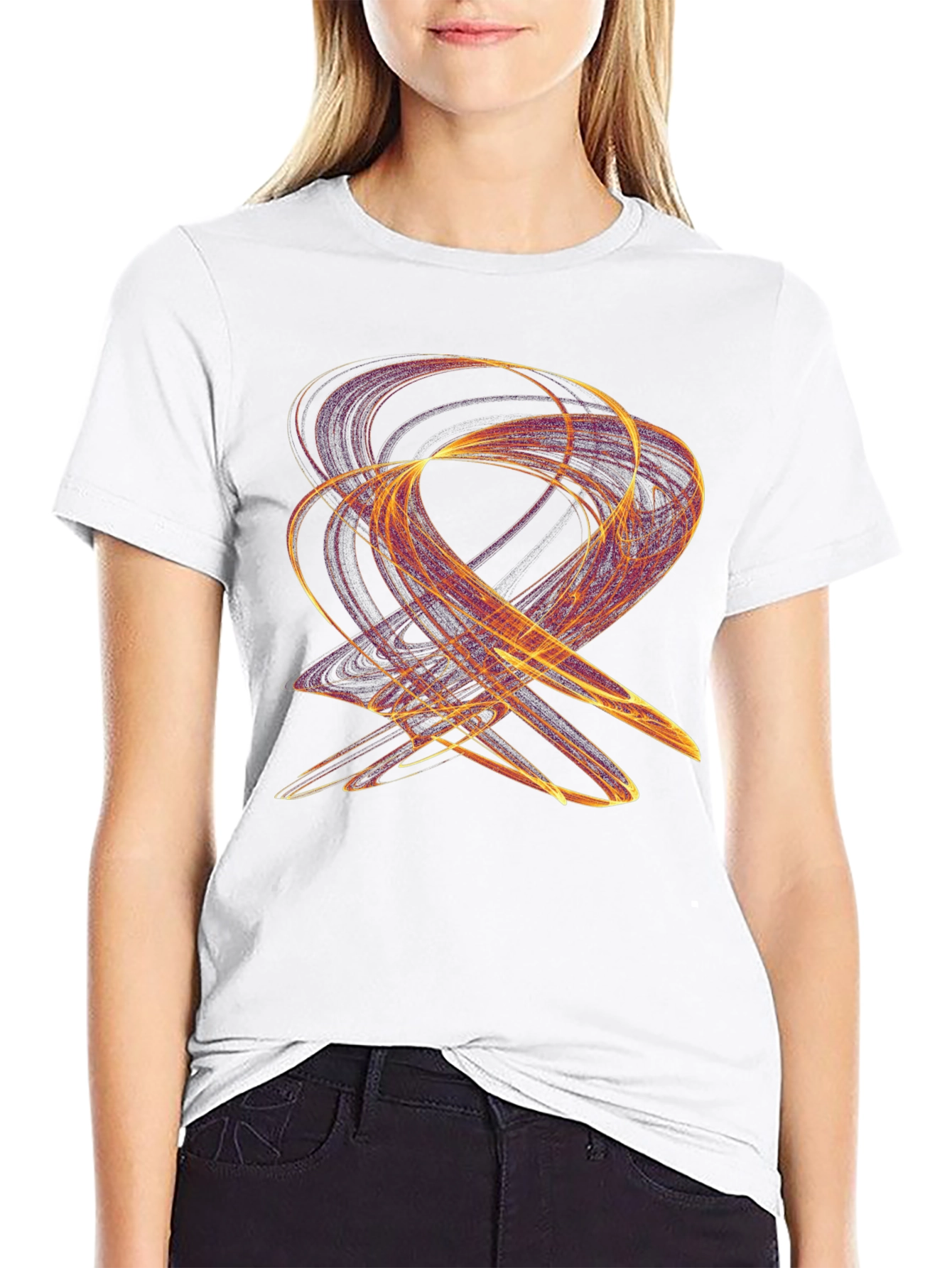 Abstract Swirl Graphic Black T-Shirt
