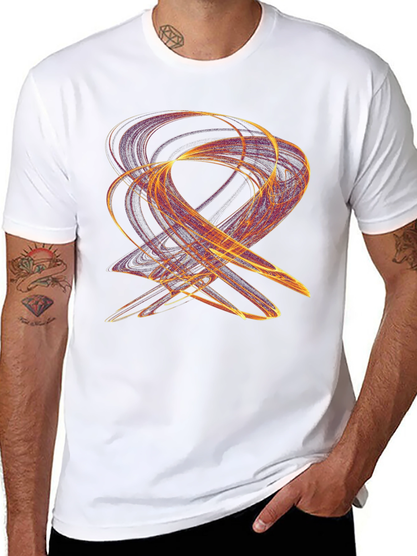 Abstract Swirl Graphic Black T-Shirt