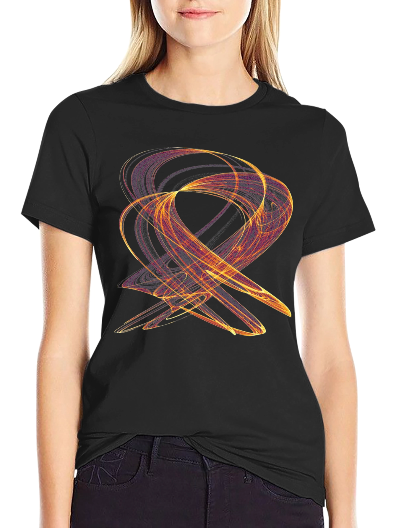 Abstract Swirl Graphic Black T-Shirt
