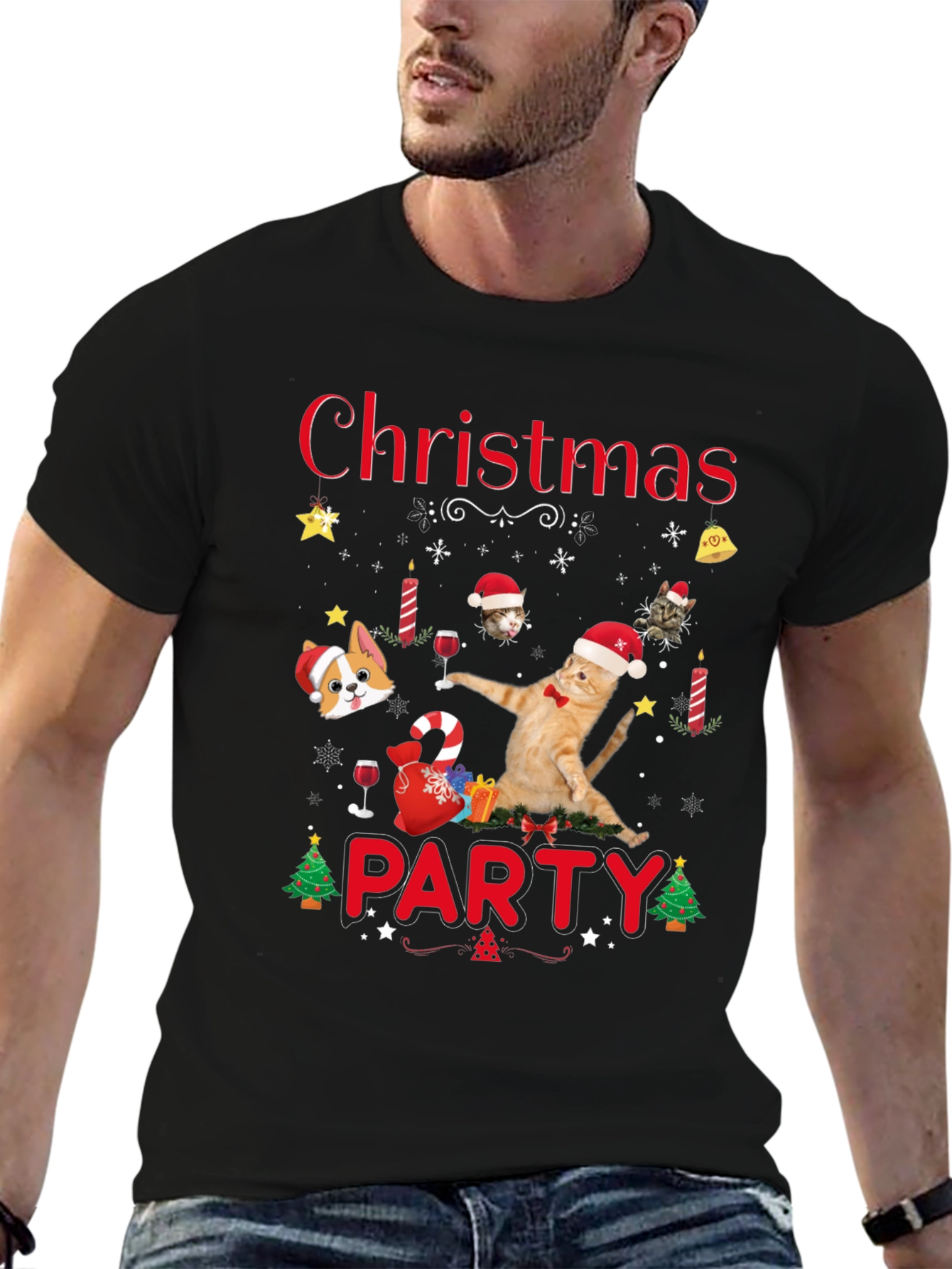 Christmas Party Cat T-Shirt