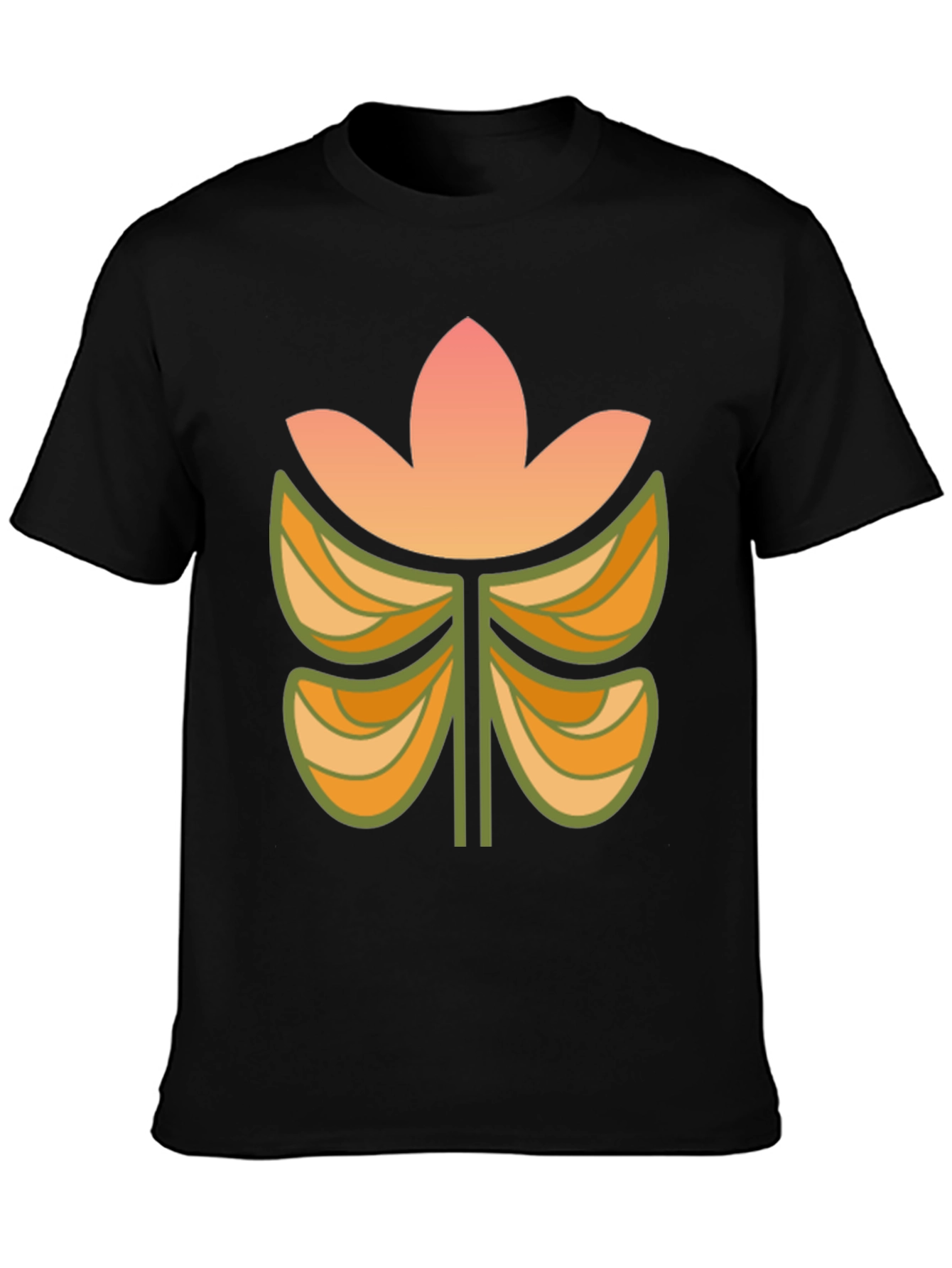 Retro Floral Black T-Shirt