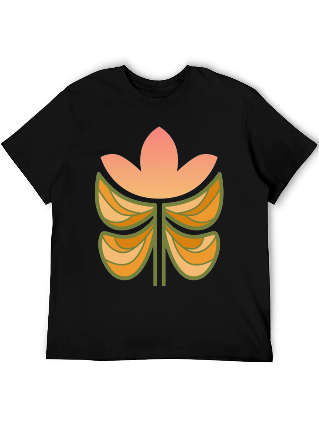 Retro Floral Black T-Shirt