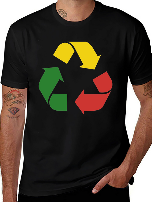 Recycle Symbol Graphic Tee - Black Cotton T-Shirt
