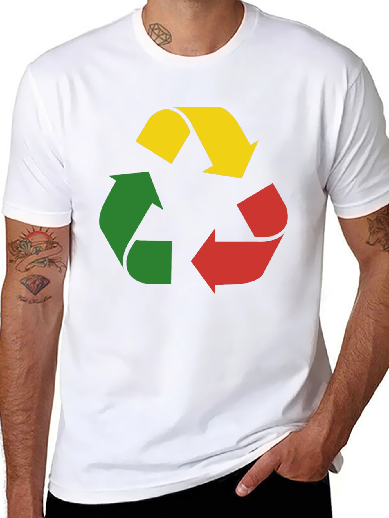 Recycle Symbol Graphic Tee - Black Cotton T-Shirt