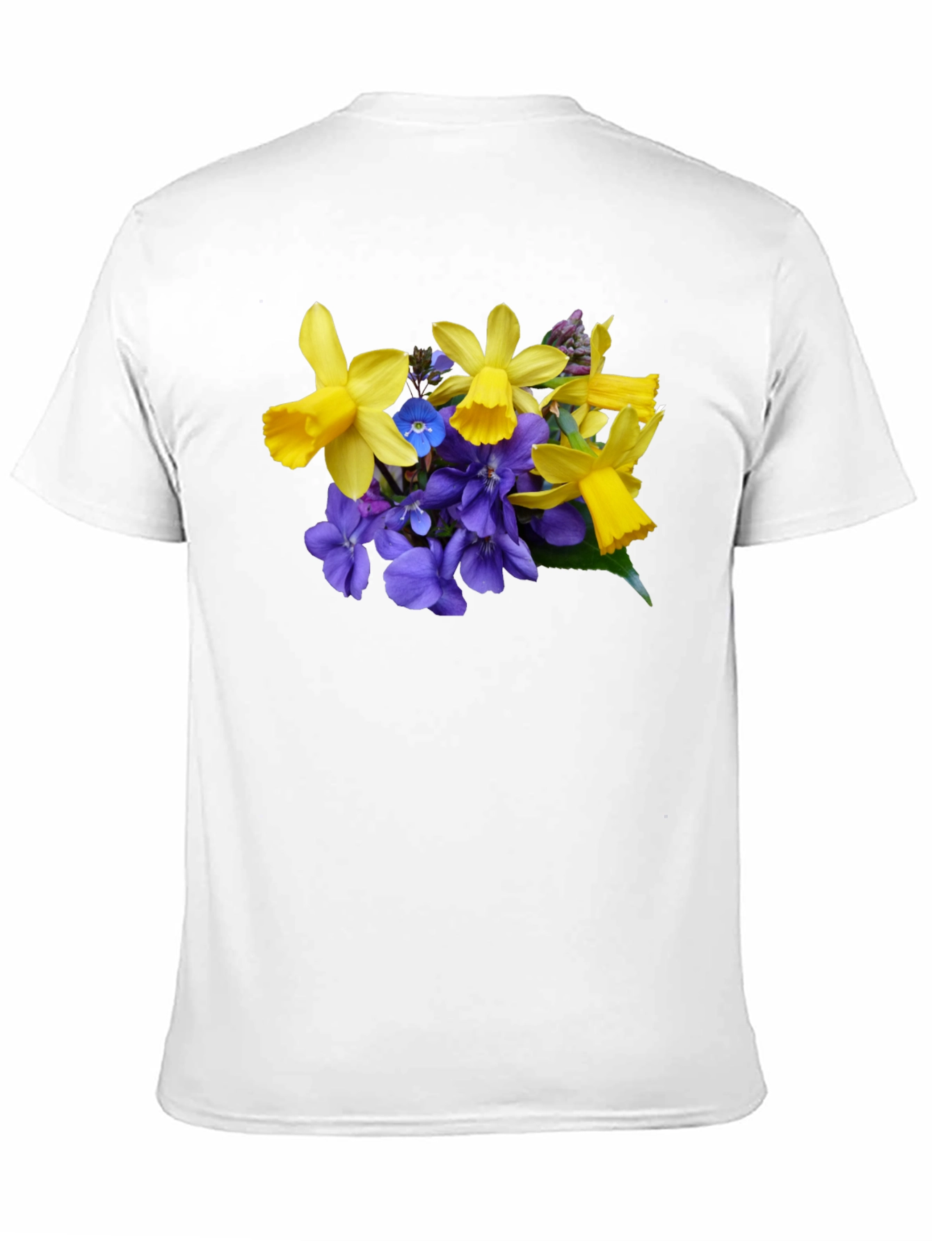 Floral Print Black T-Shirt - Daffodils and Violets