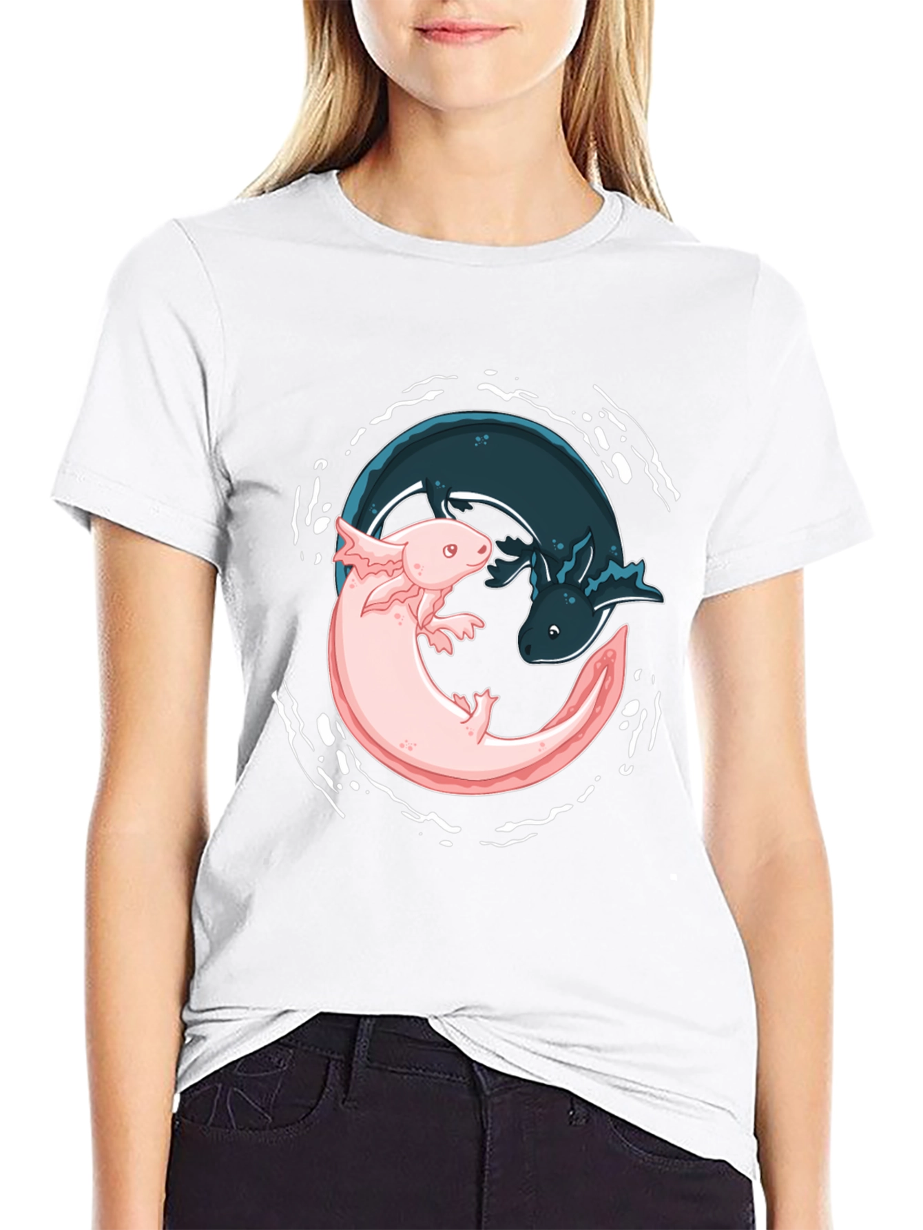 Yin Yang Axolotl Graphic Tee