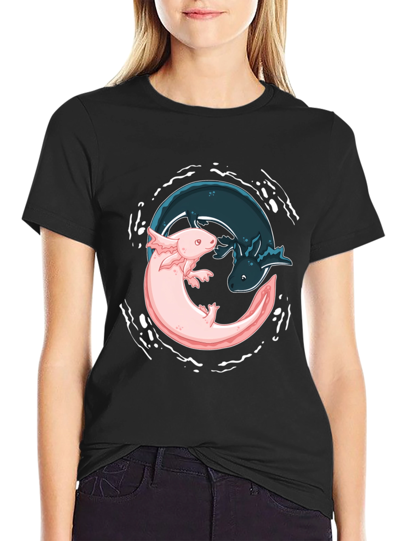 Yin Yang Axolotl Graphic Tee