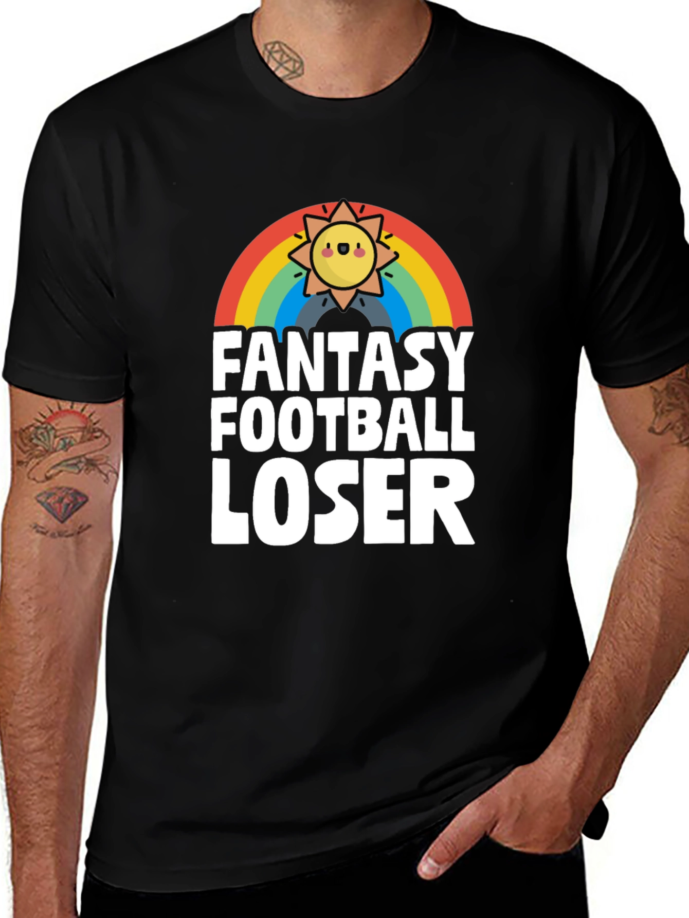 Fantasy Football Loser T-Shirt - Rainbow Sun Design