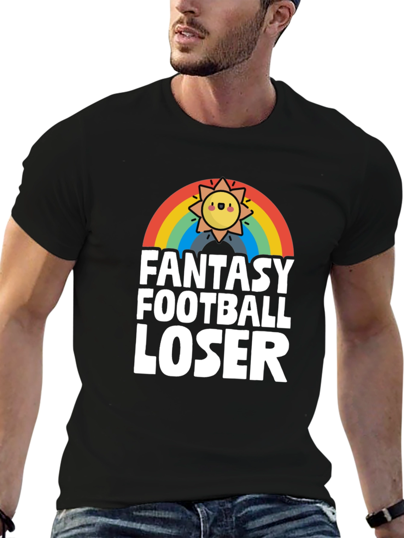 Fantasy Football Loser T-Shirt - Rainbow Sun Design