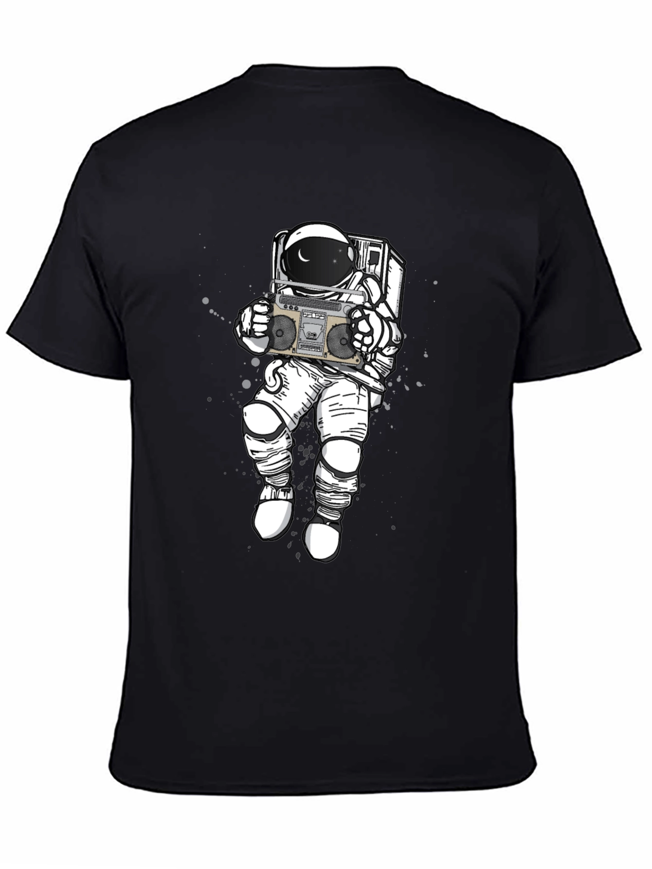 Retro Astronaut Boombox Graphic Tee - Black