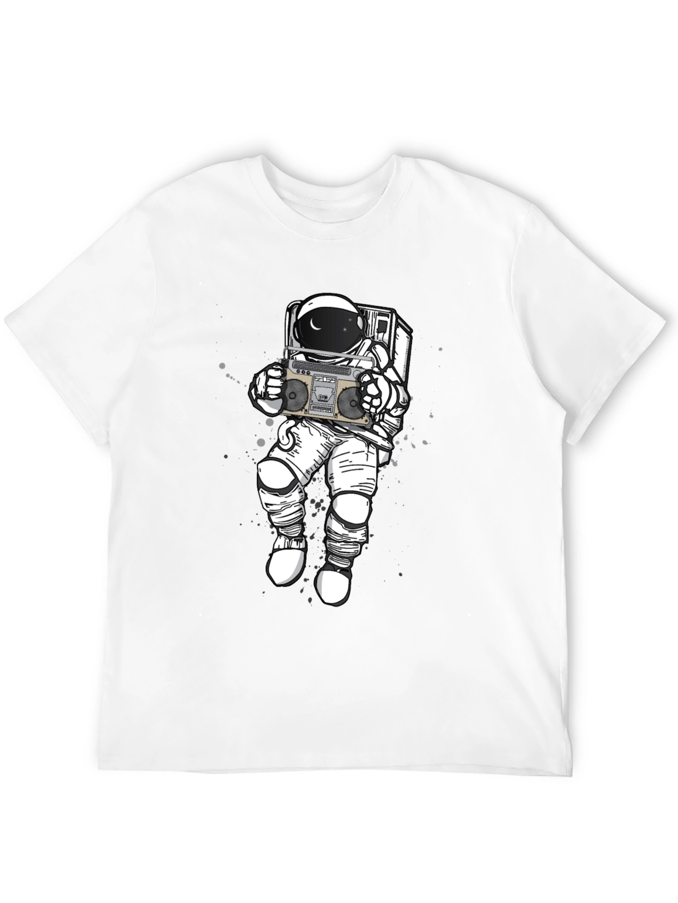 Retro Astronaut Boombox Graphic Tee - Black