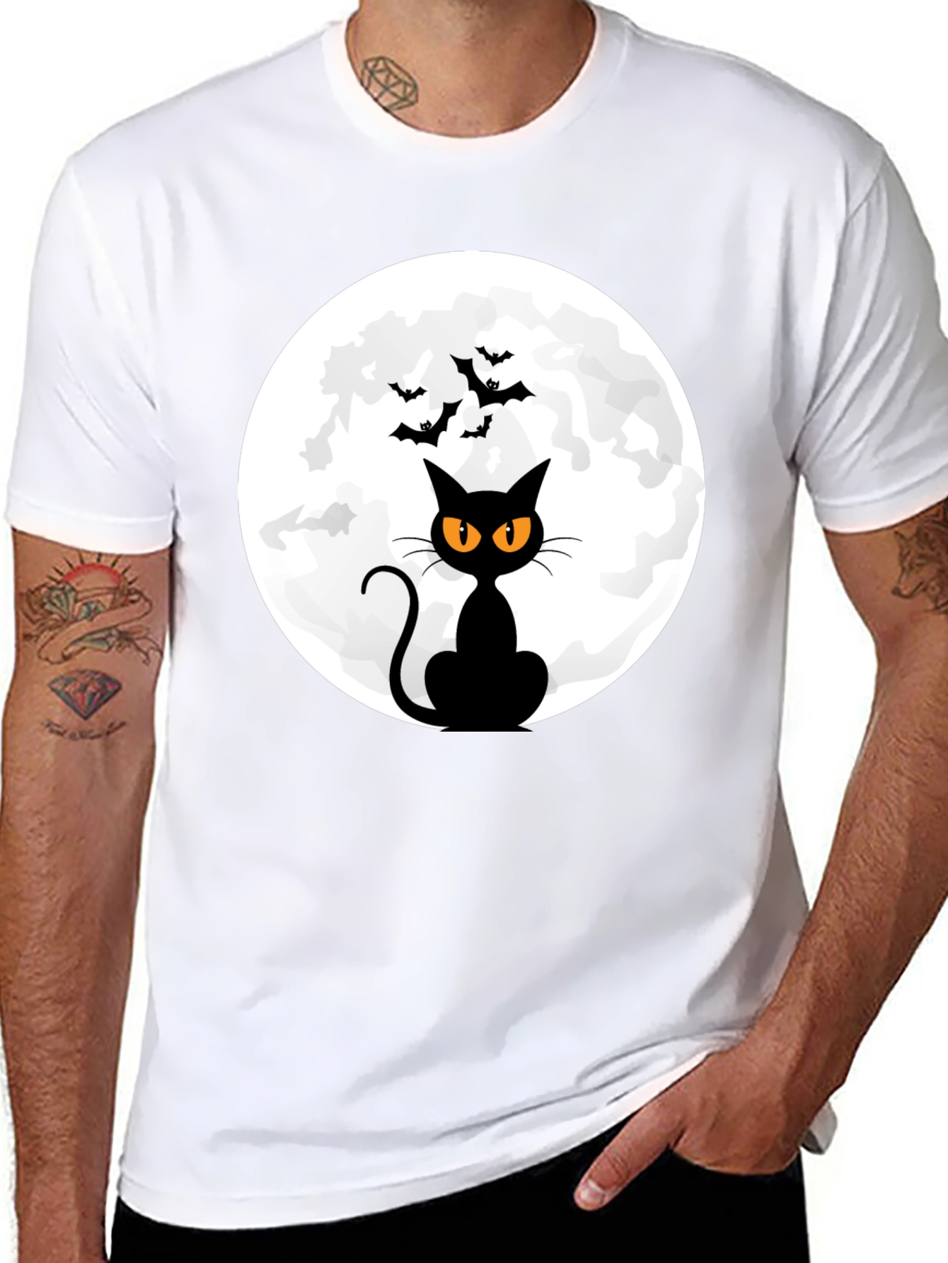 Halloween Black Cat Moon T-Shirt