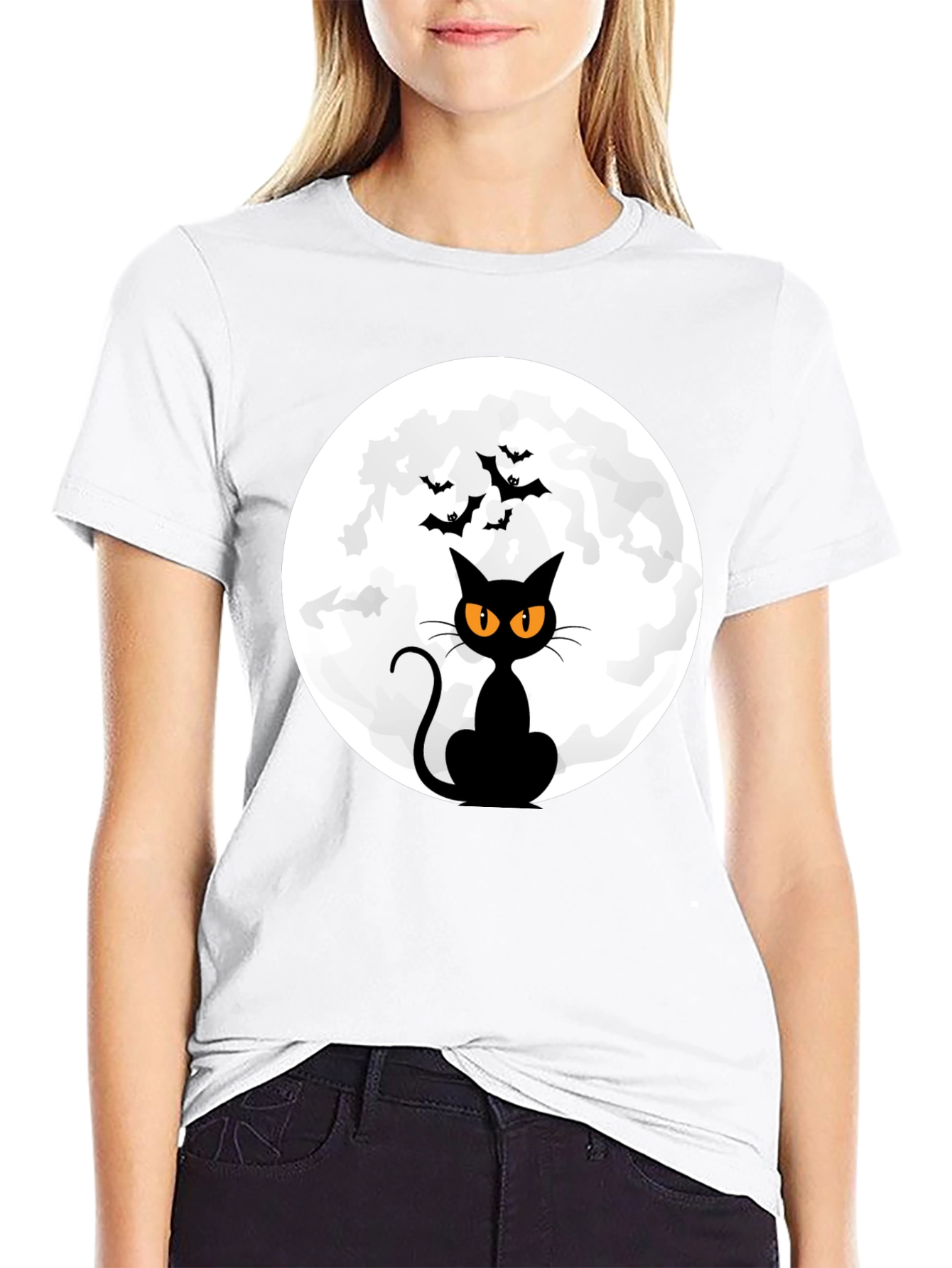 Halloween Black Cat Moon T-Shirt