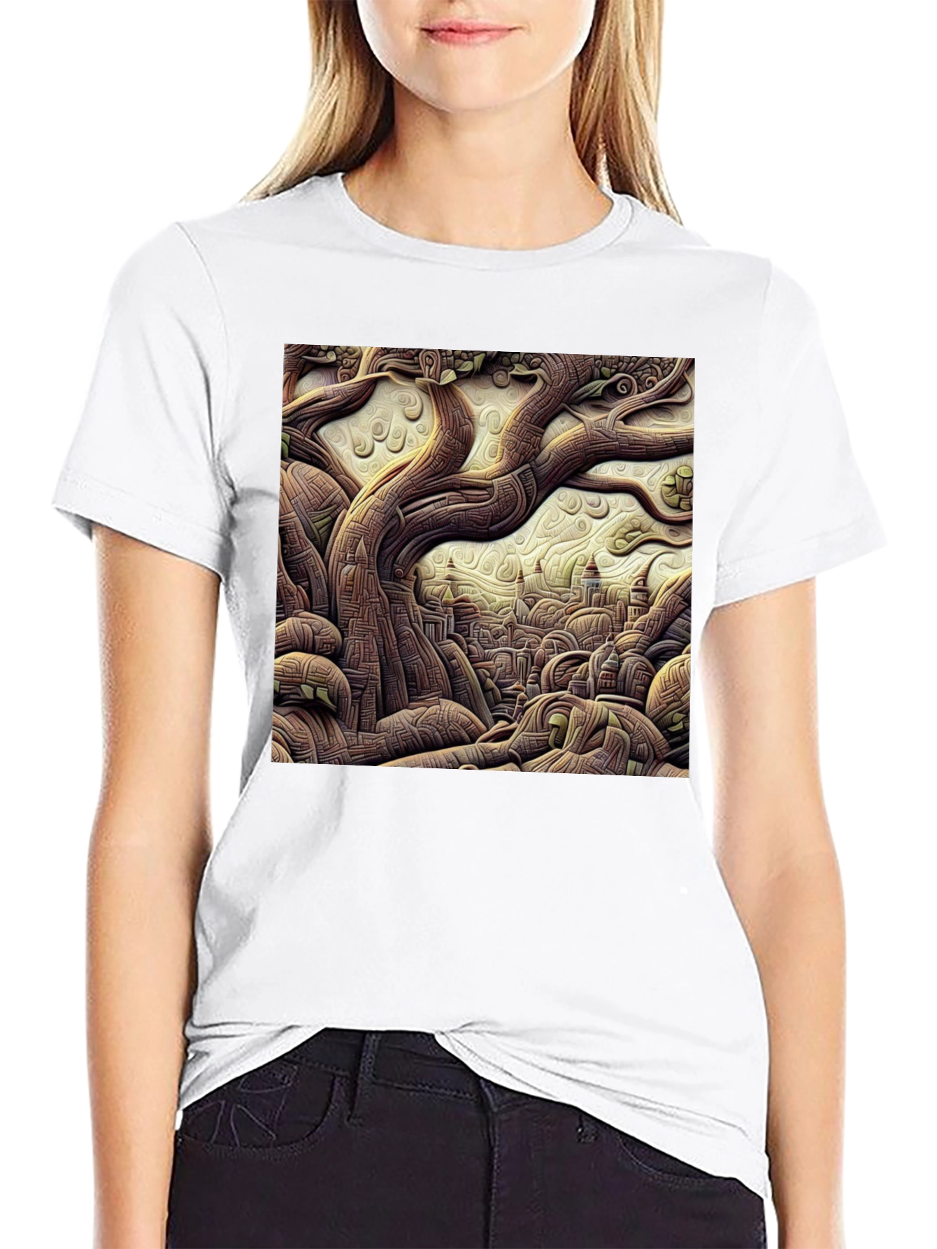 Artistic Tree of Life Black T-Shirt