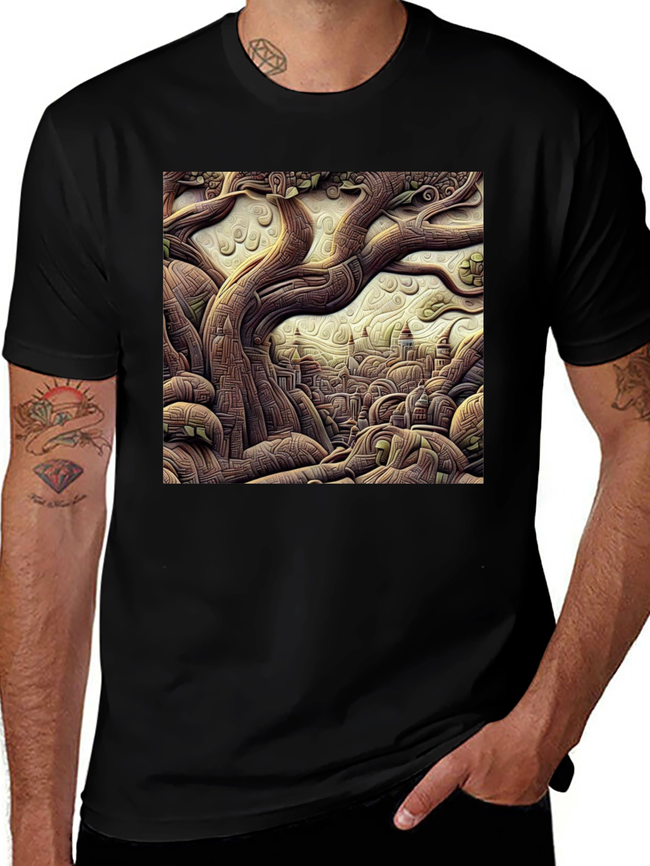 Artistic Tree of Life Black T-Shirt
