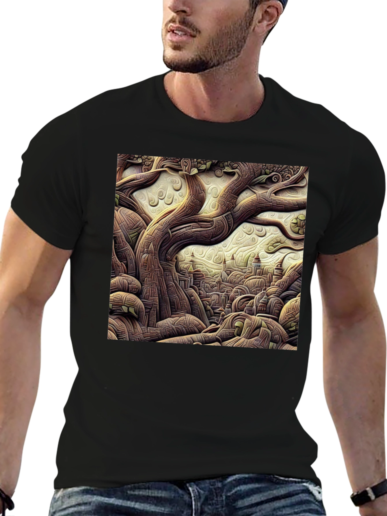 Artistic Tree of Life Black T-Shirt