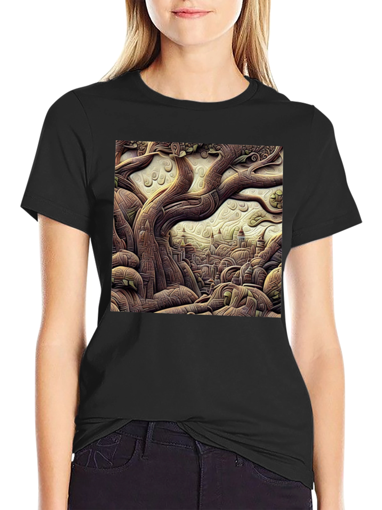 Artistic Tree of Life Black T-Shirt