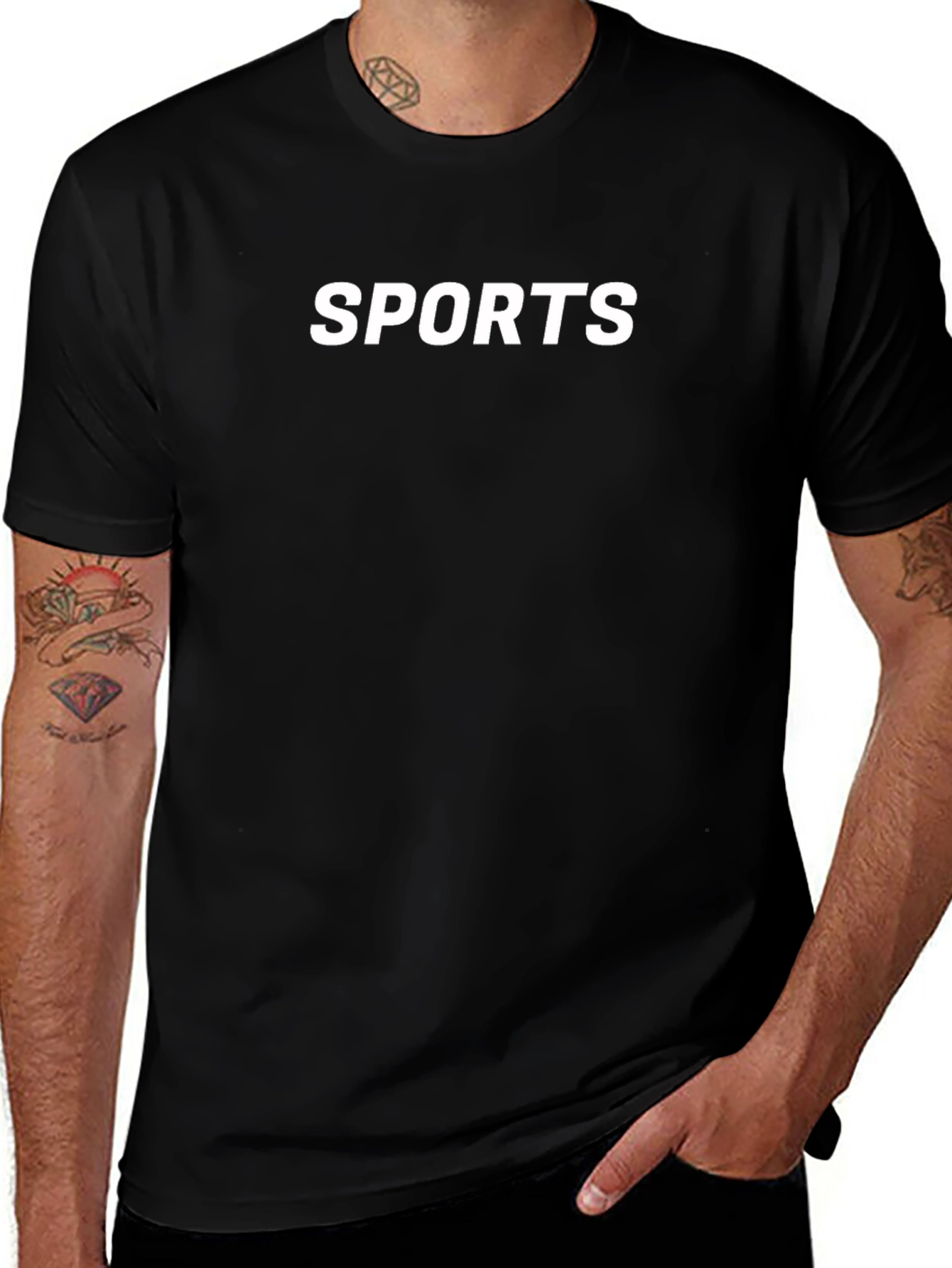 Mens Black SPORTS Graphic Tee